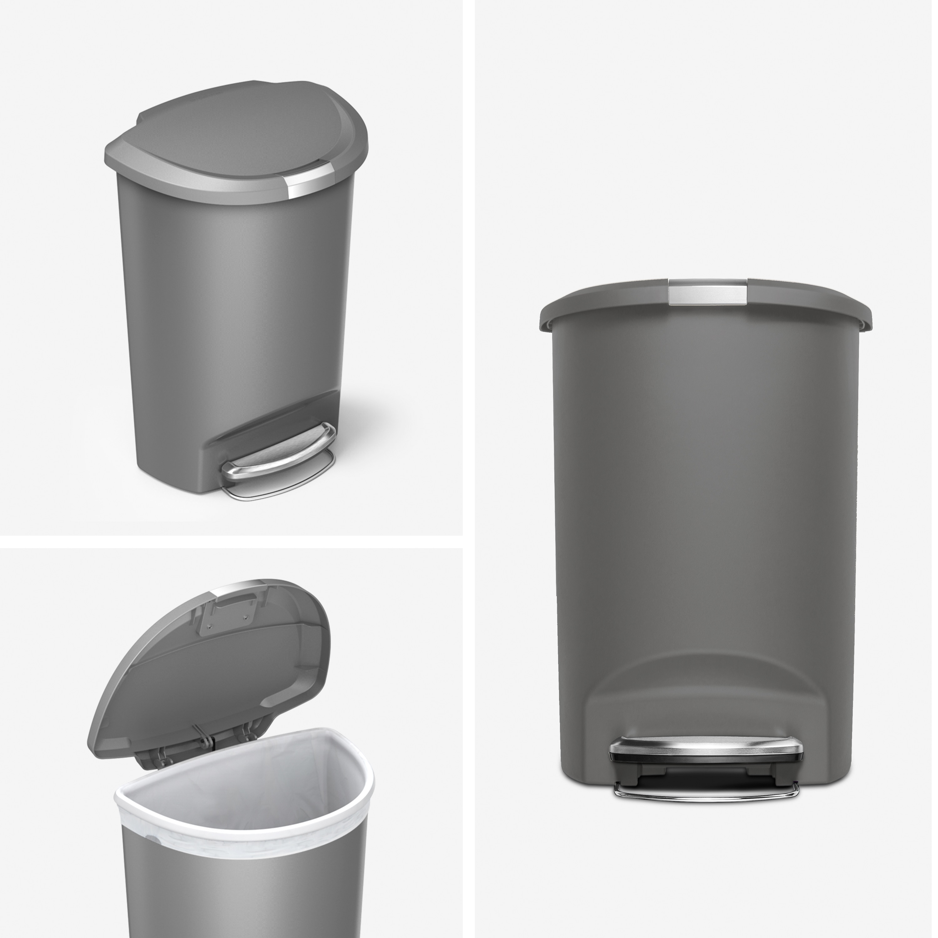 Simplehuman 50L Semi Round offers Plastic Step Trash Can