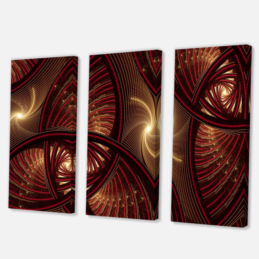 Designart Brown Symmetrical Fractal Pattern- Floral Canvas Art Print in ...