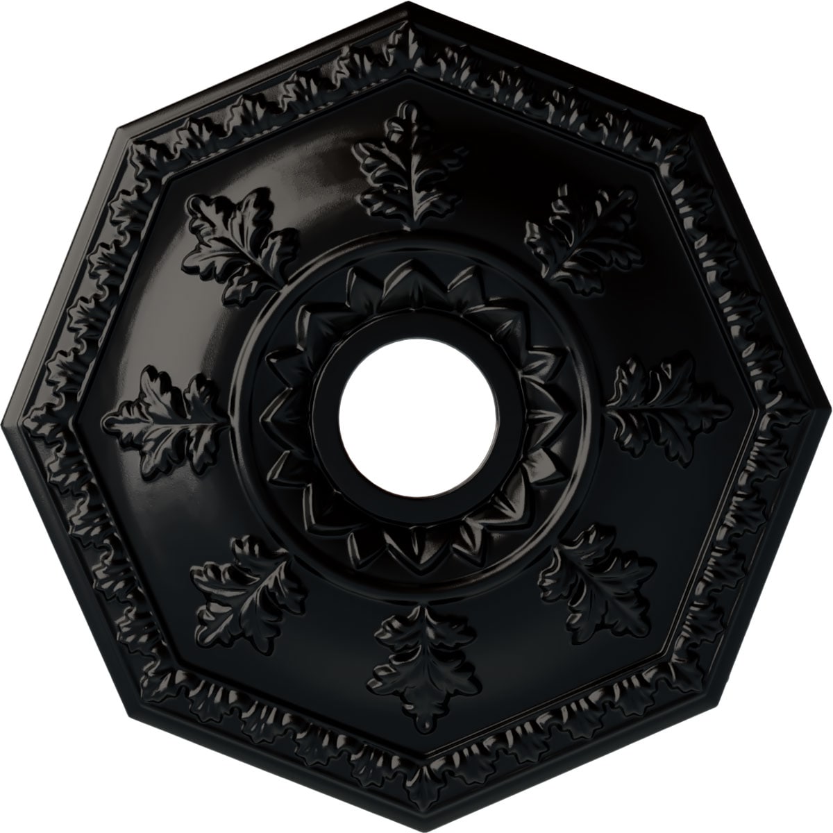 Ekena Millwork CM18NTBLF Nottingham 18-in W x 18-in L Painted Jet Black Polyurethane Whole Ceiling Medallion