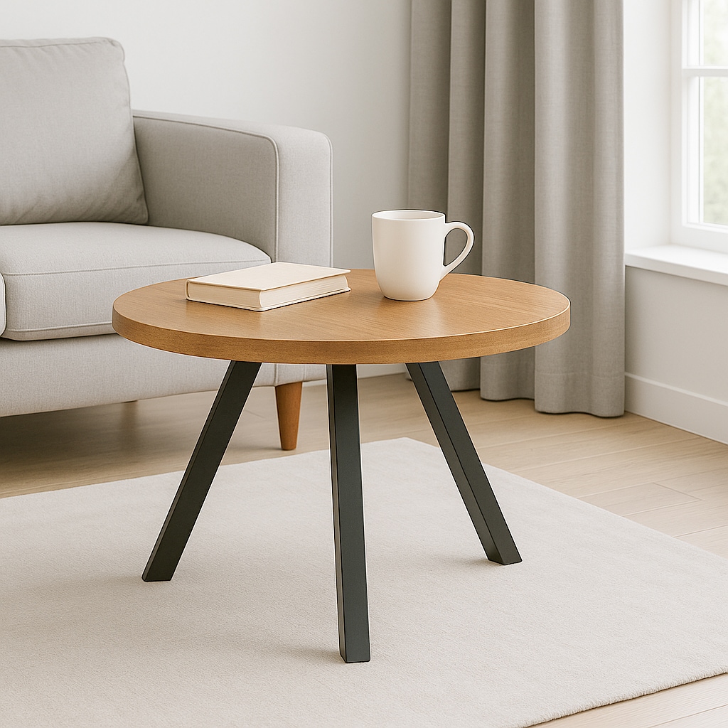 Fab Habitat 657814902916 Industrial Round Wood Natural Mango 23-in W x 18.75-in H Coffee Table