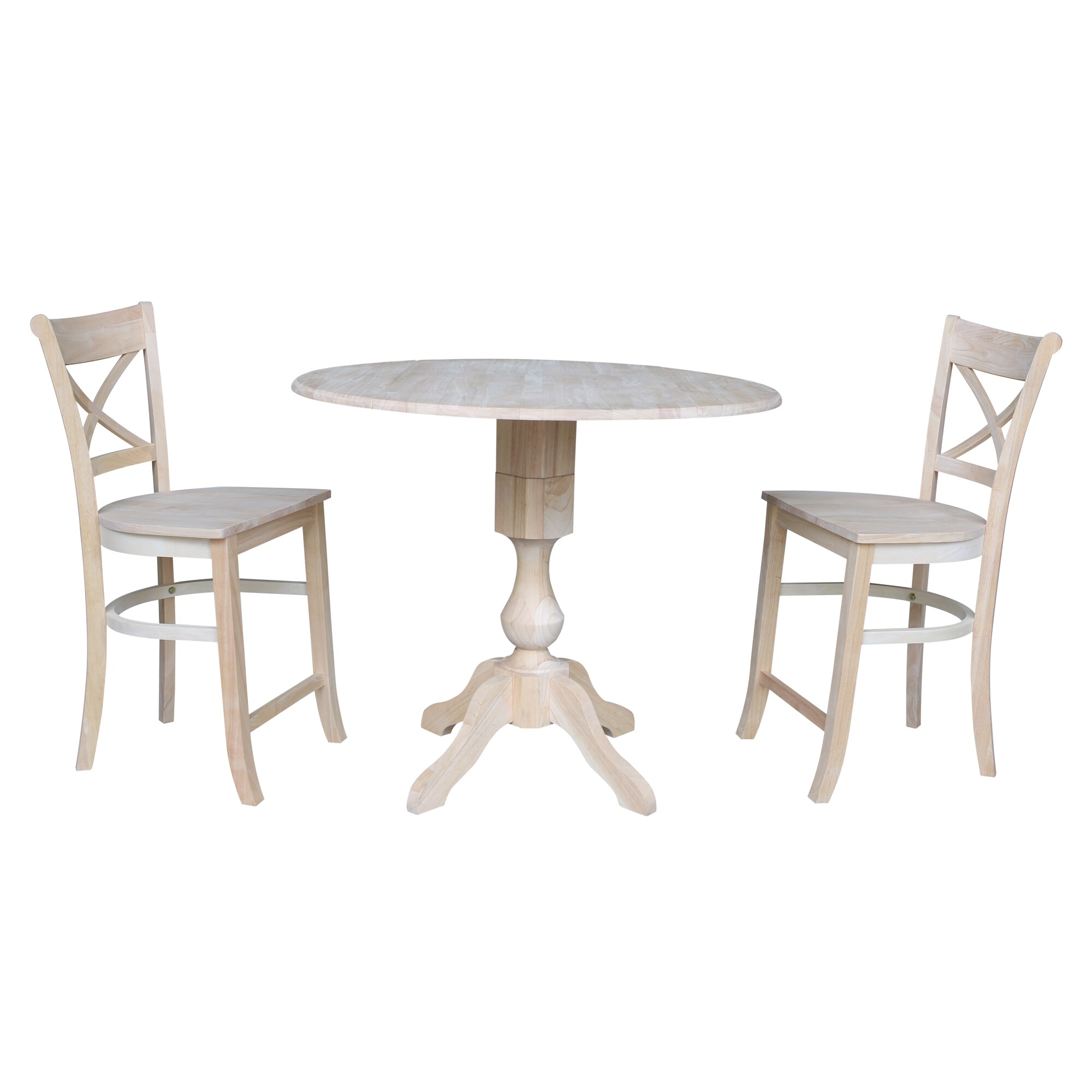 International Concepts K-42DPT-11-S312-2 Natural Casual Dining Room Set with Round Table (Seats 4)