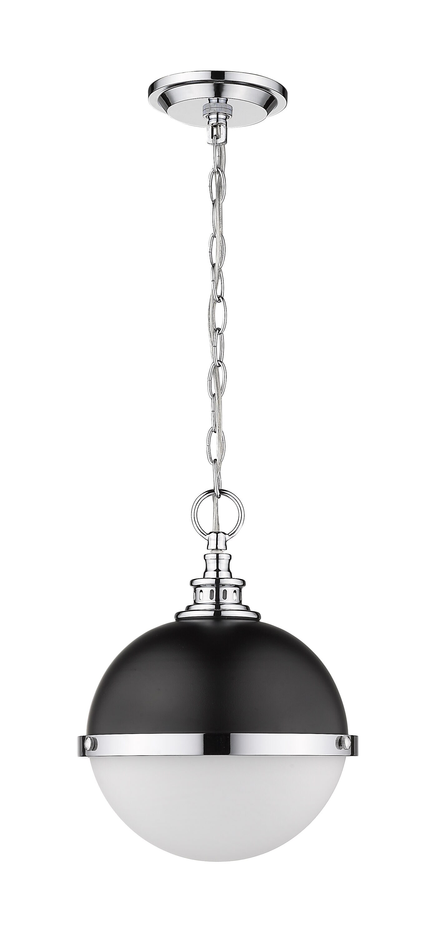 Peyton Matte Black and Chrome Mini Globe Pendant Light