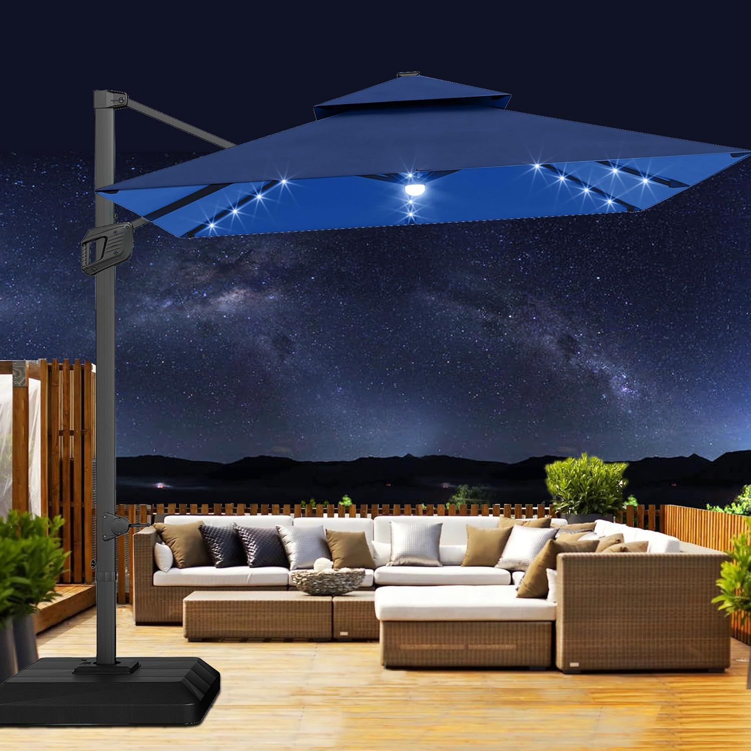 kahlua patio umbrella GRAND 12 ft Deluxe NAPOLI SUNBRELLA Cantilever with Umbrella Cover Outdoor Shading Nolan N100-5 Hi-Visibility Helmet Color:Black lvory Stripe Easily open and close