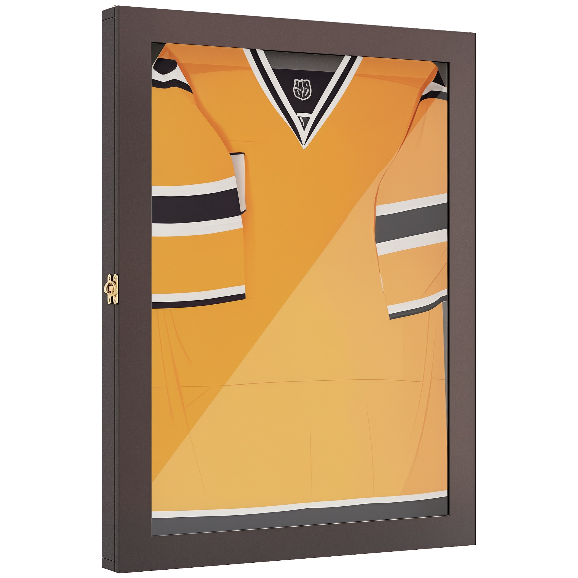 HomCom AC0-001V81DR 24 x 32 Jersey Display Case Wall-Mounted Memorabilia Acrylic Shadow Box with Hanger Brown