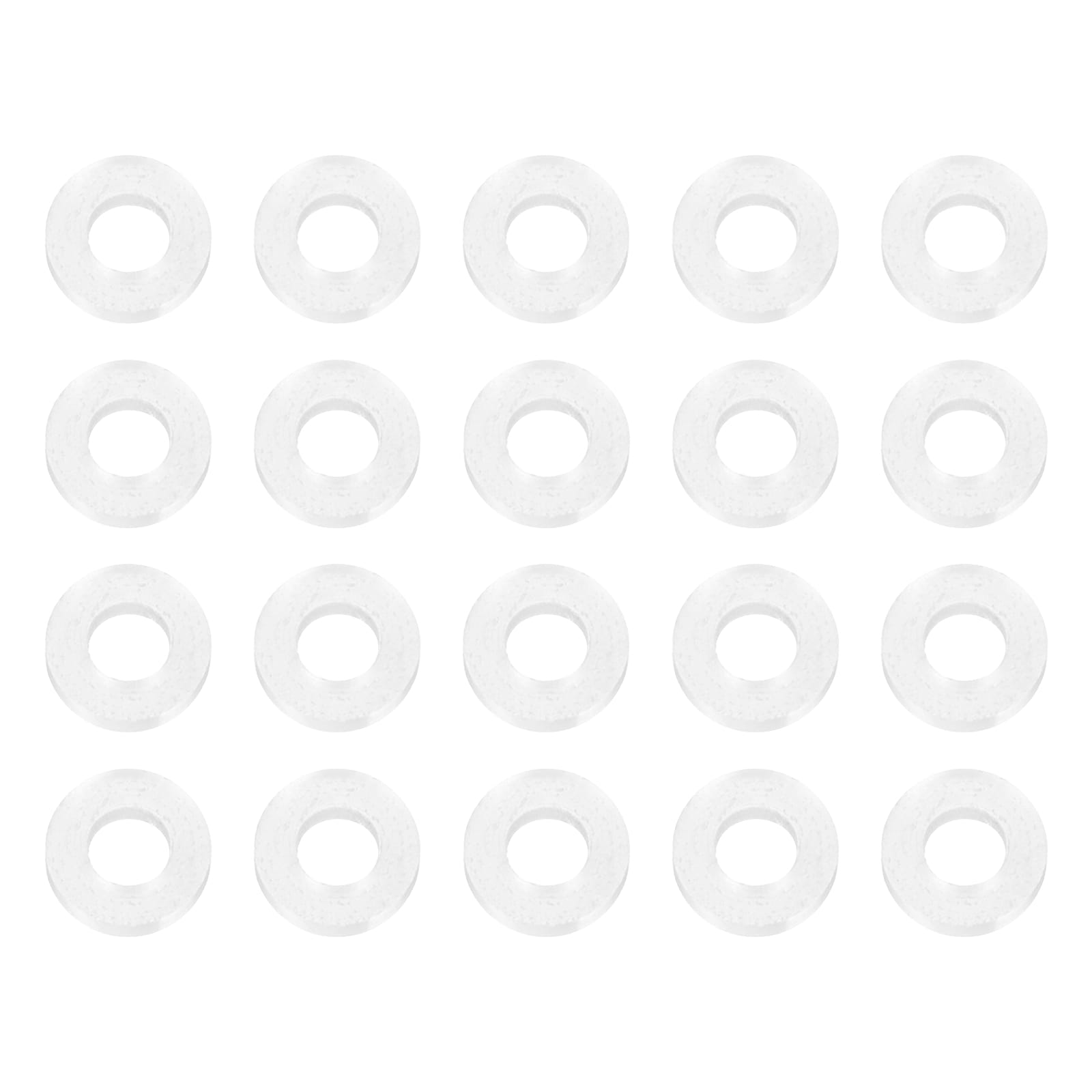 PATIKIL M2 Silicone Flat Washer 20pcs 2mm ID 4mm OD 1mm Thick Plain Washer Grommets O-Ring Sealing Gasket Spacer for Faucet Pipe Water Hose Shower Door Handles White