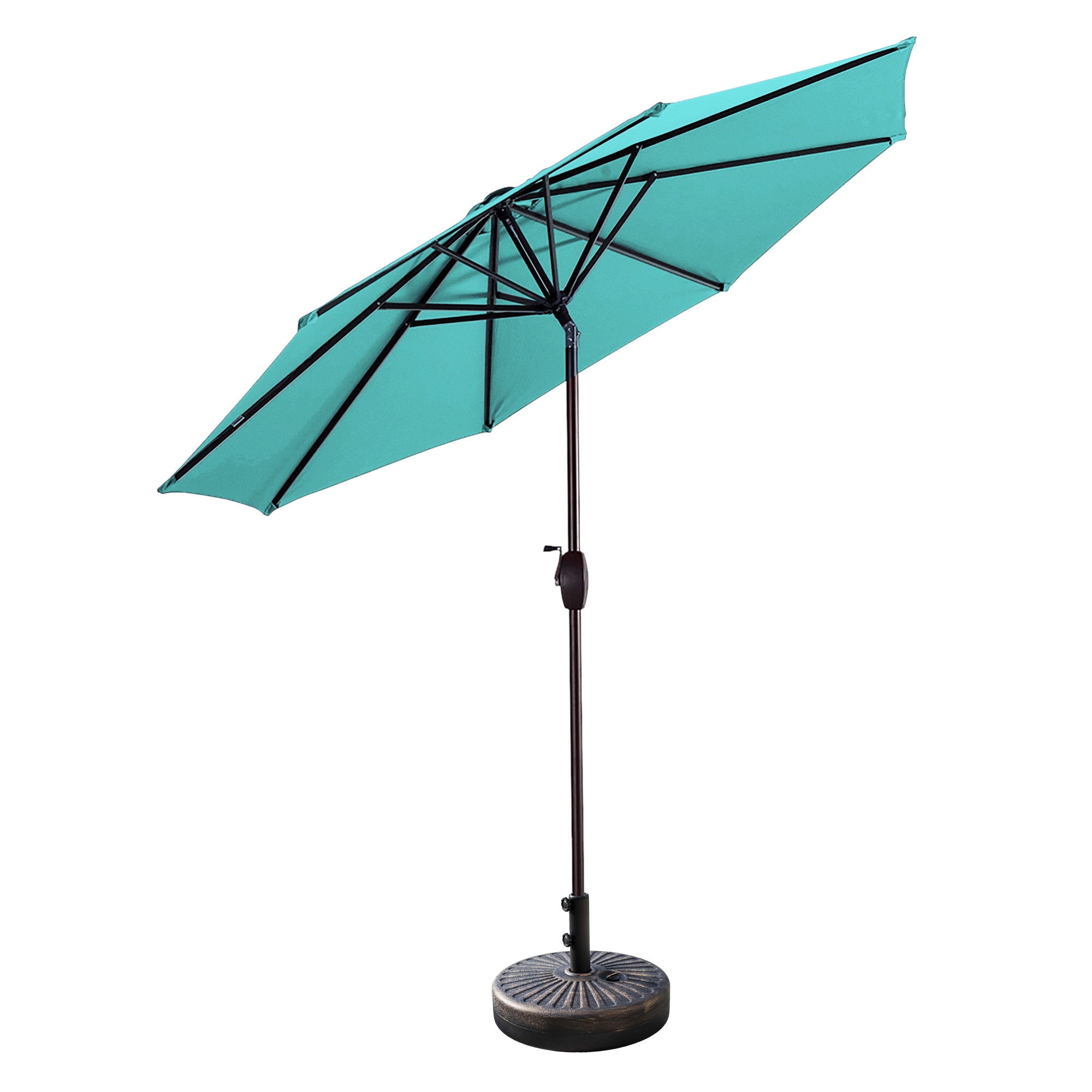 Turquoise 9-Foot Steel Patio Umbrella with Bronze Base