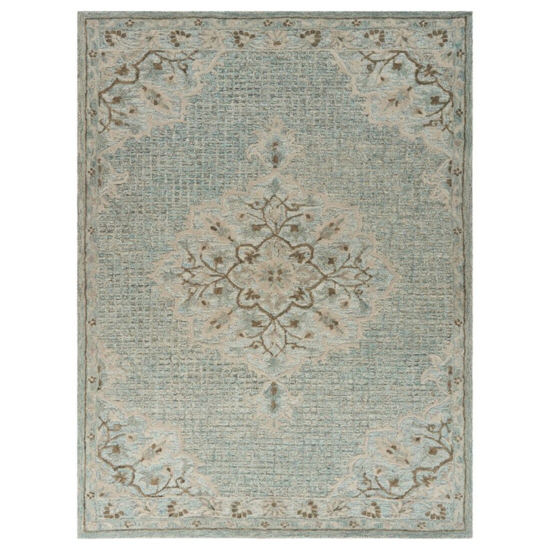 HomeRoots 4000395926 5 x 8 (ft) Tufted Wool Blue Rectangular Indoor Area rug