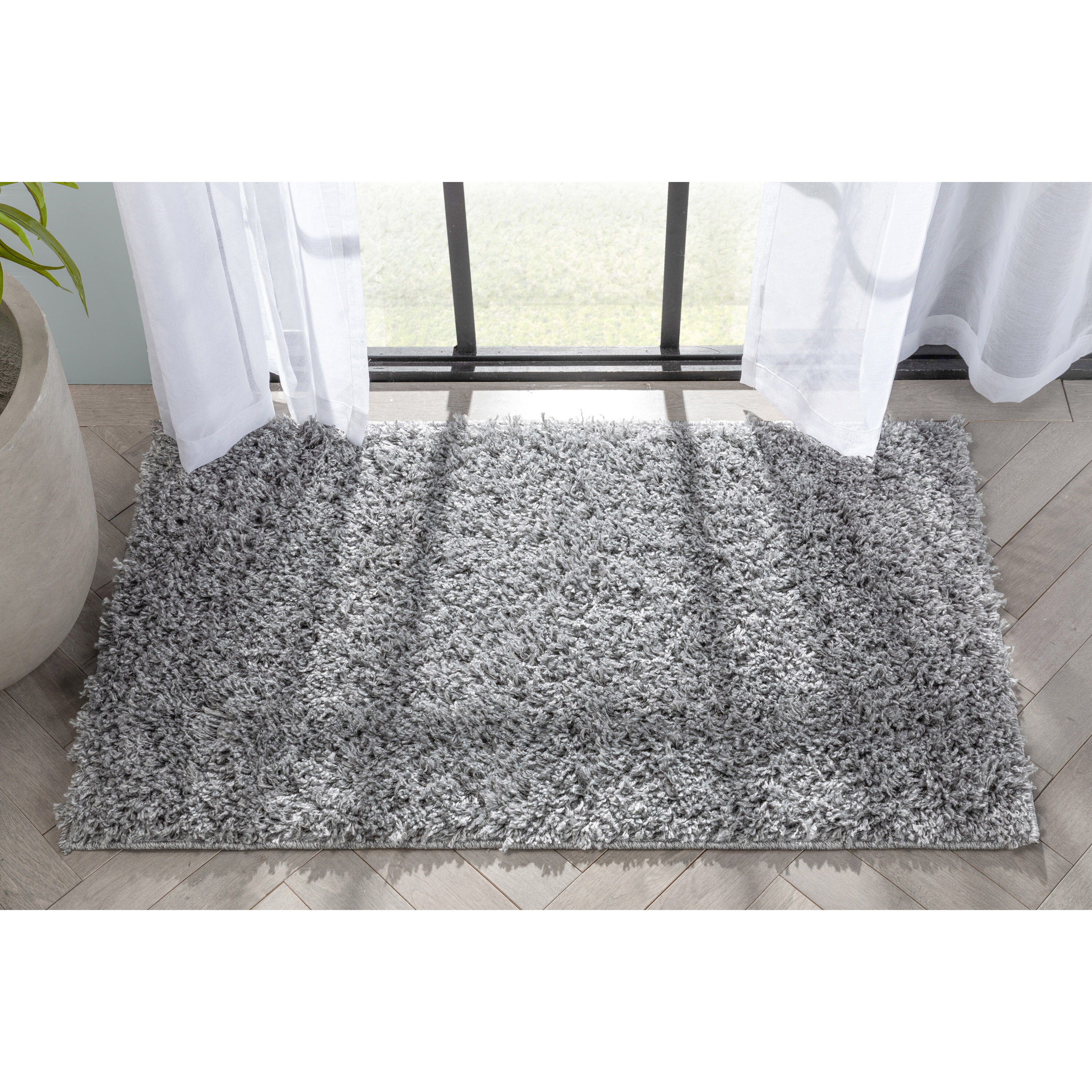 Well Woven ELL-27-3 2 x 4 (ft) Loomed Polypropylene Grey Rectangular Indoor Solid Mid-Century Modern Area rug