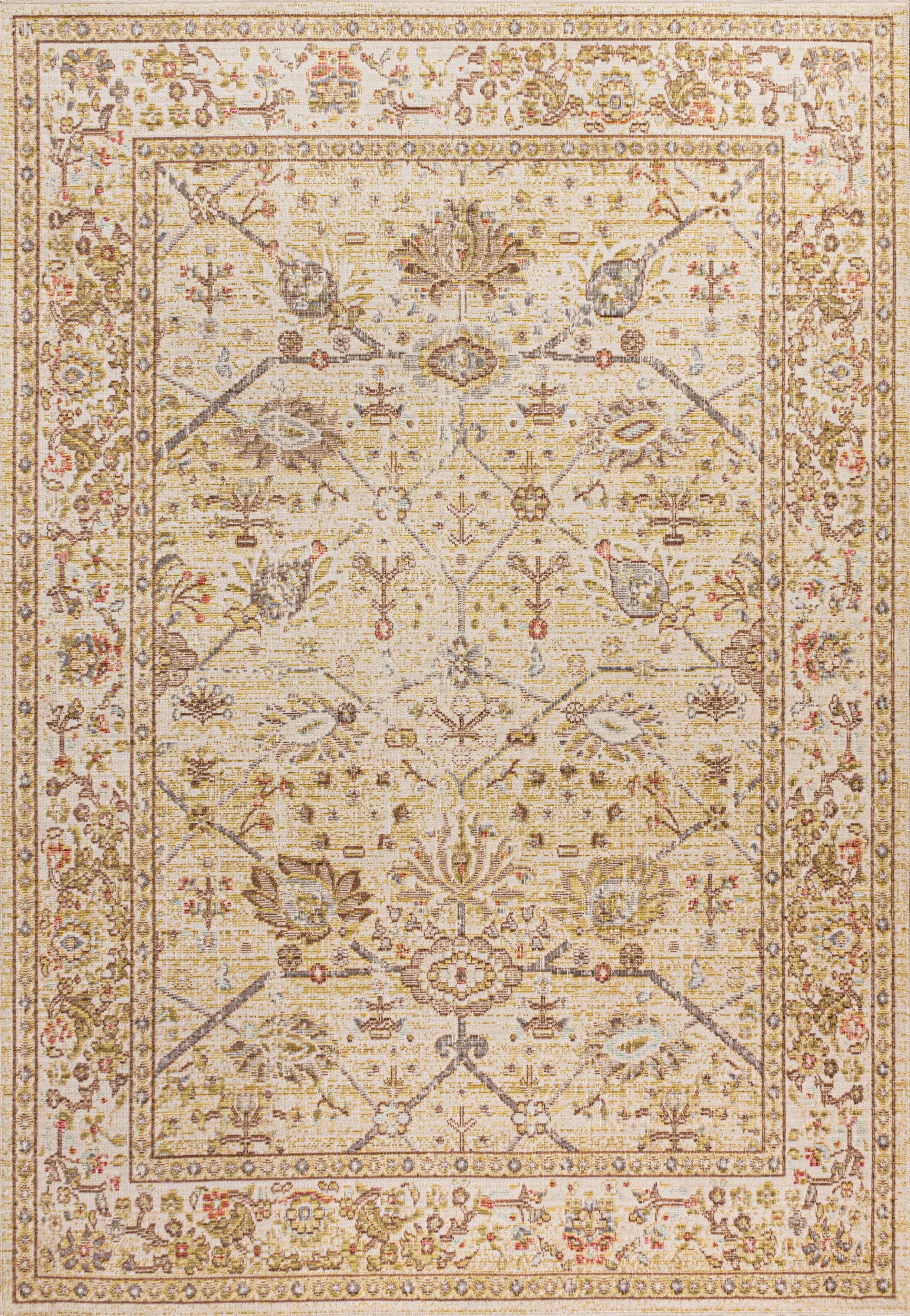 Modern Persian Ivory Floral 8' x 10' Easy-Care Synthetic Rug
