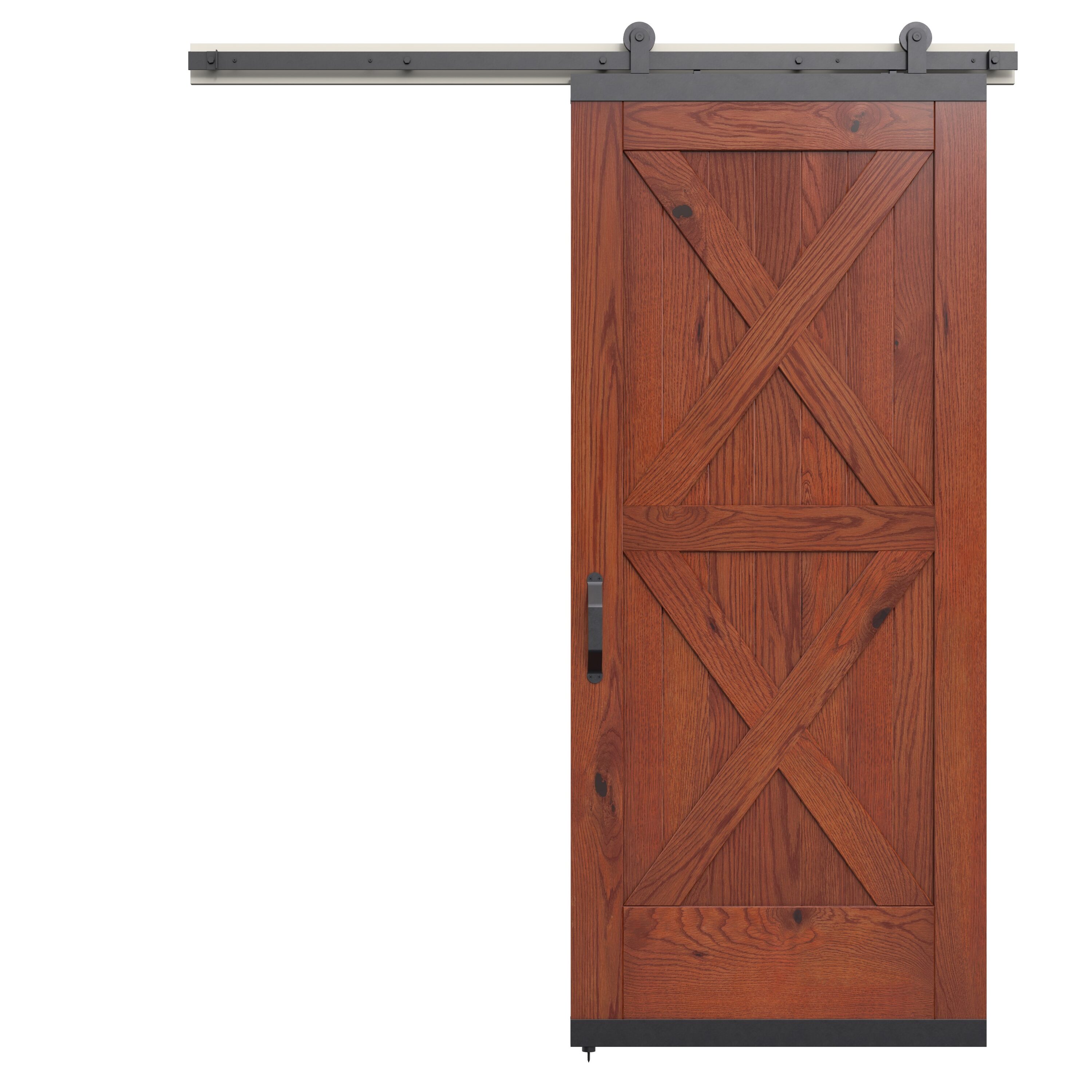 JELD-WEN 36-in x 80-in Spice Crossbuck White Oak Wood Single Barn Door ...