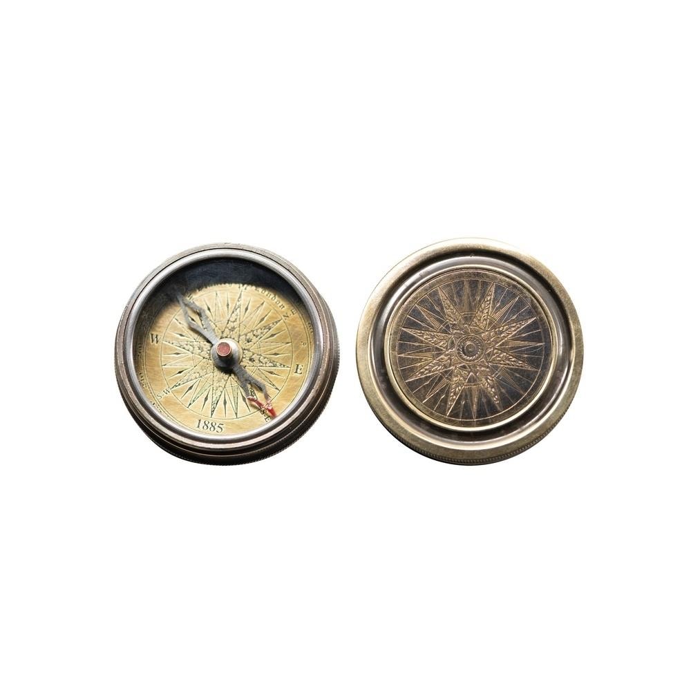 Nautical Marine Old Vintage Pocket Style Antique Finish Brass Compass With Lid 