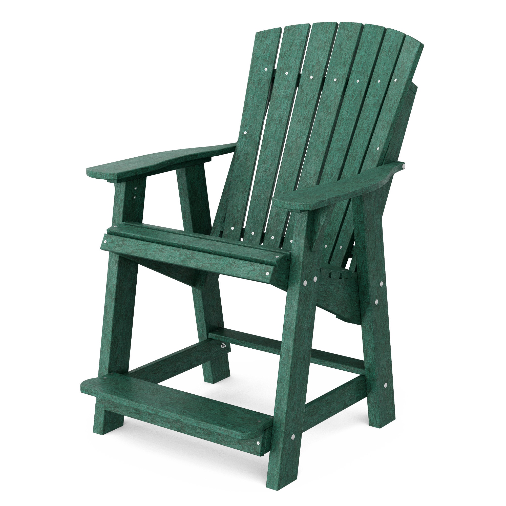 Wildridge LCC-119-TG Heritage High Turf Green HDPE Frame Stationary Adirondack Chair with Slat Seat