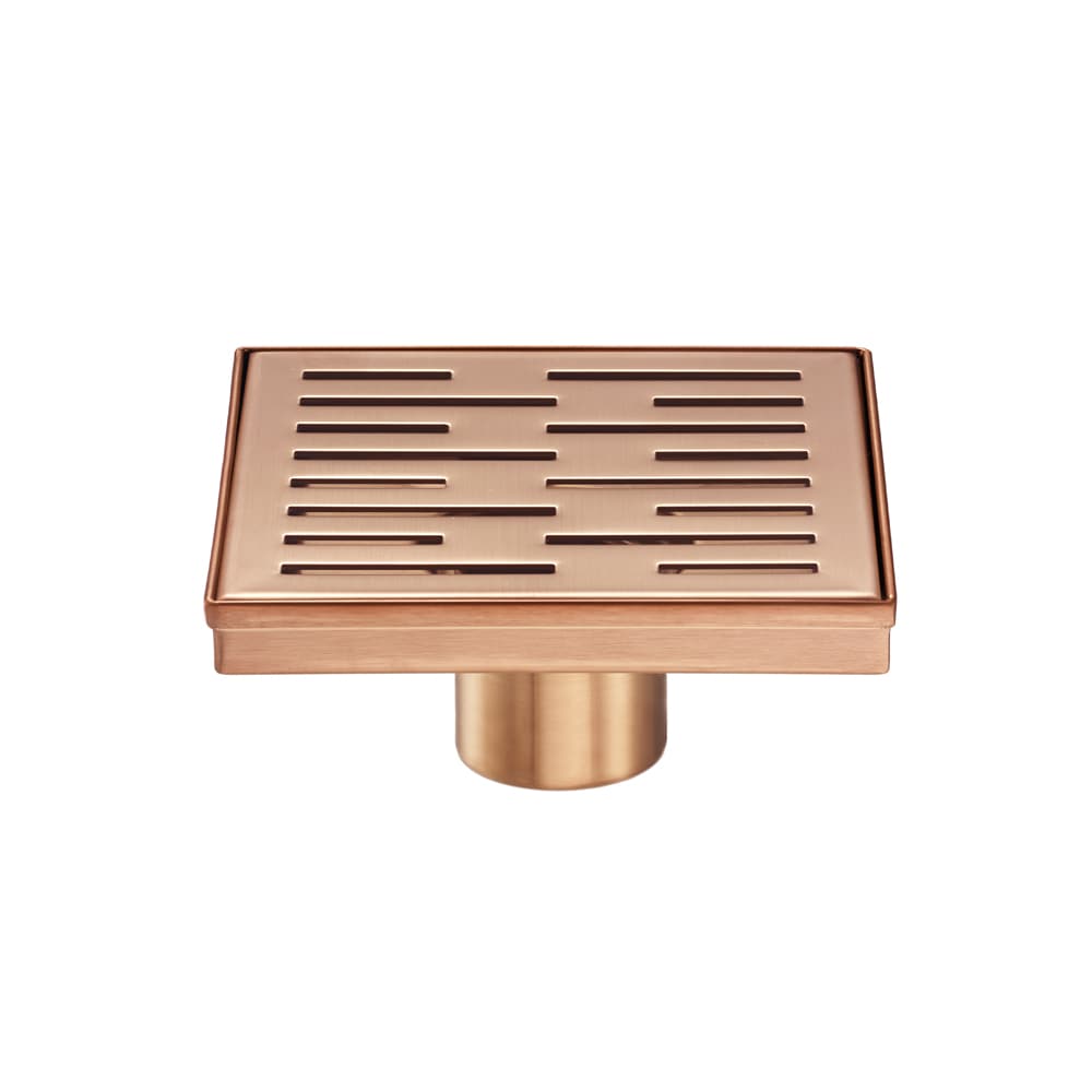 ELEGANTE DRAIN COLLECTION KD01A113-6-RG 6 in. Square Stainless Steel Drain Shower - Slot Pattern in Rose Gold