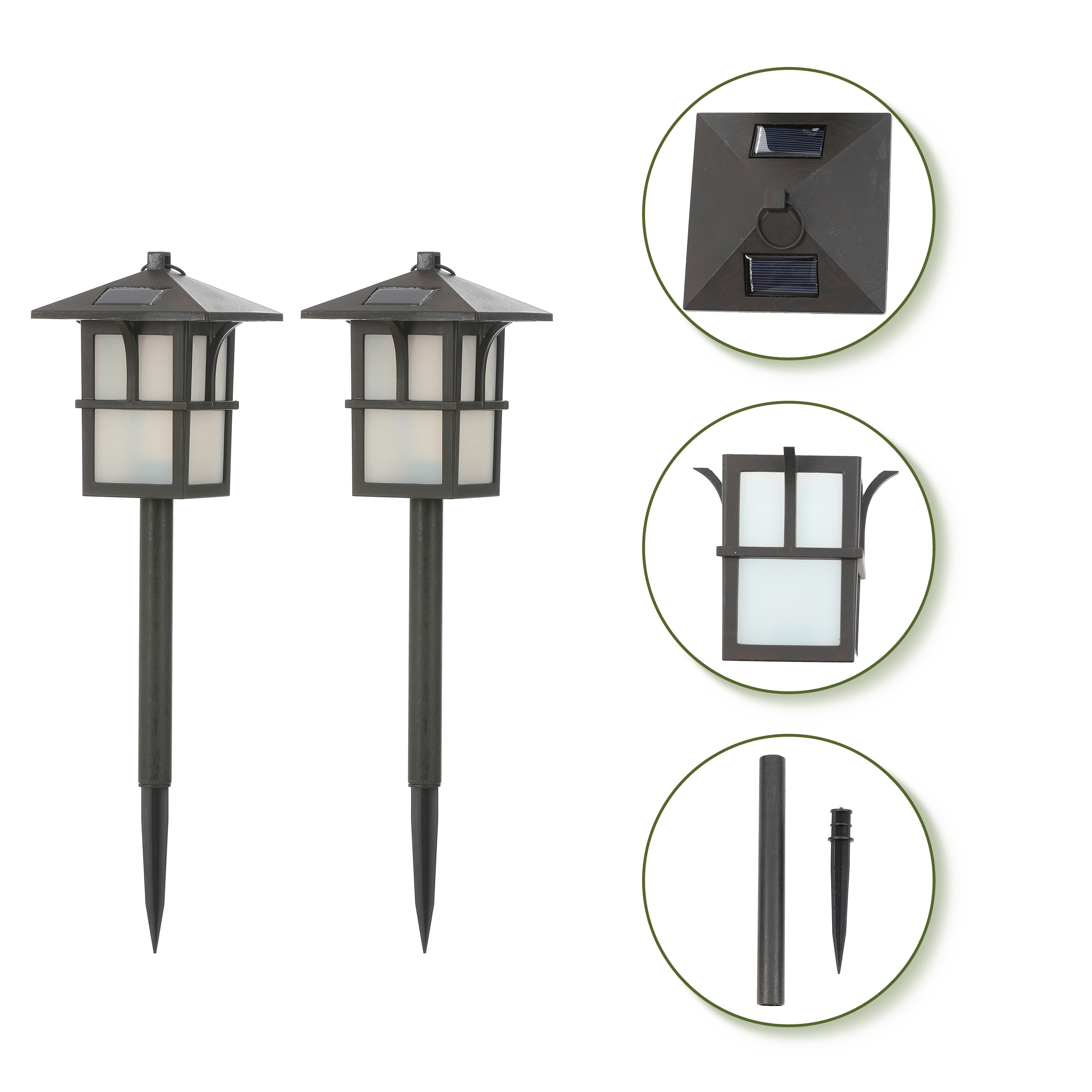Luxen Home 7-Lumen Brown, White Solar Integrated LED Outdoor Path Light  (2800 K) in the Path Lights department at