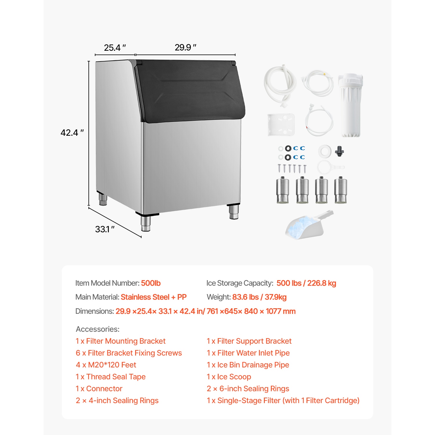 VEVOR DDLSBX15L260W11X8V1 Icemaker-Access - View #8