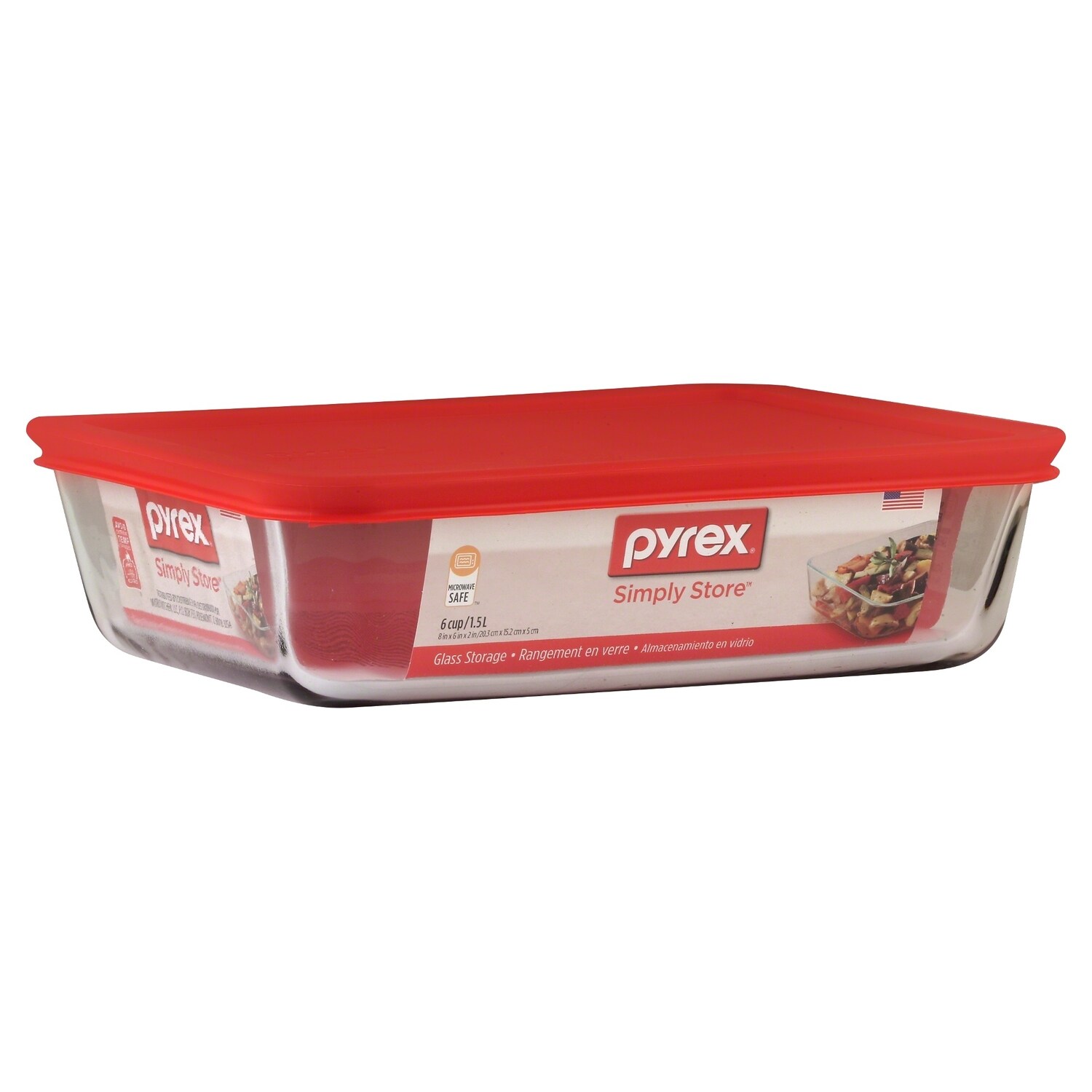 PYREX Simply Store 6 cups Clear Food Storage Container 1 pk Case of 4