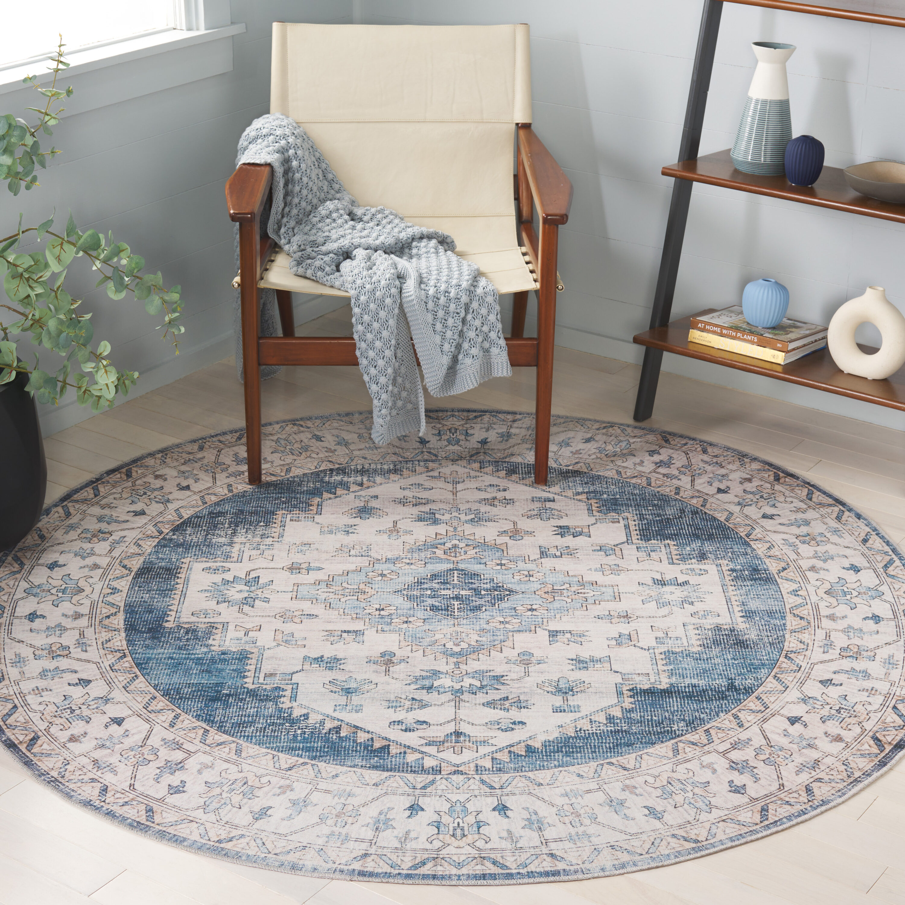 Arizona 236F Gray Blue 6ft x 6ft Traditional Rug
