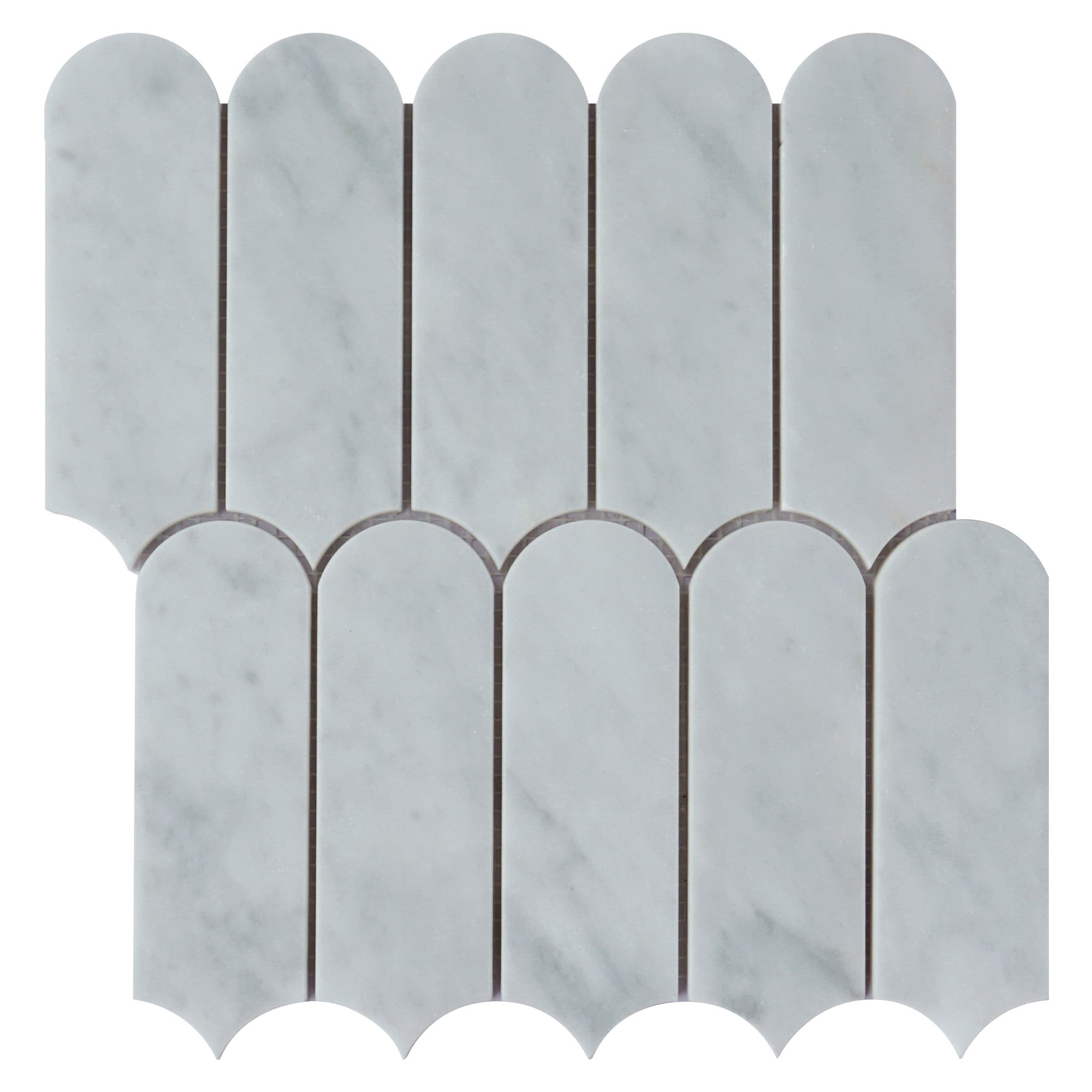 Essential Tile Lunara 6-in Carrara White 10.4-in x 9.77-in Polished Picket Marble Mosaic Wall and Floor Tile ( 7.1-sq ft Carton ) #LO-MOA-6