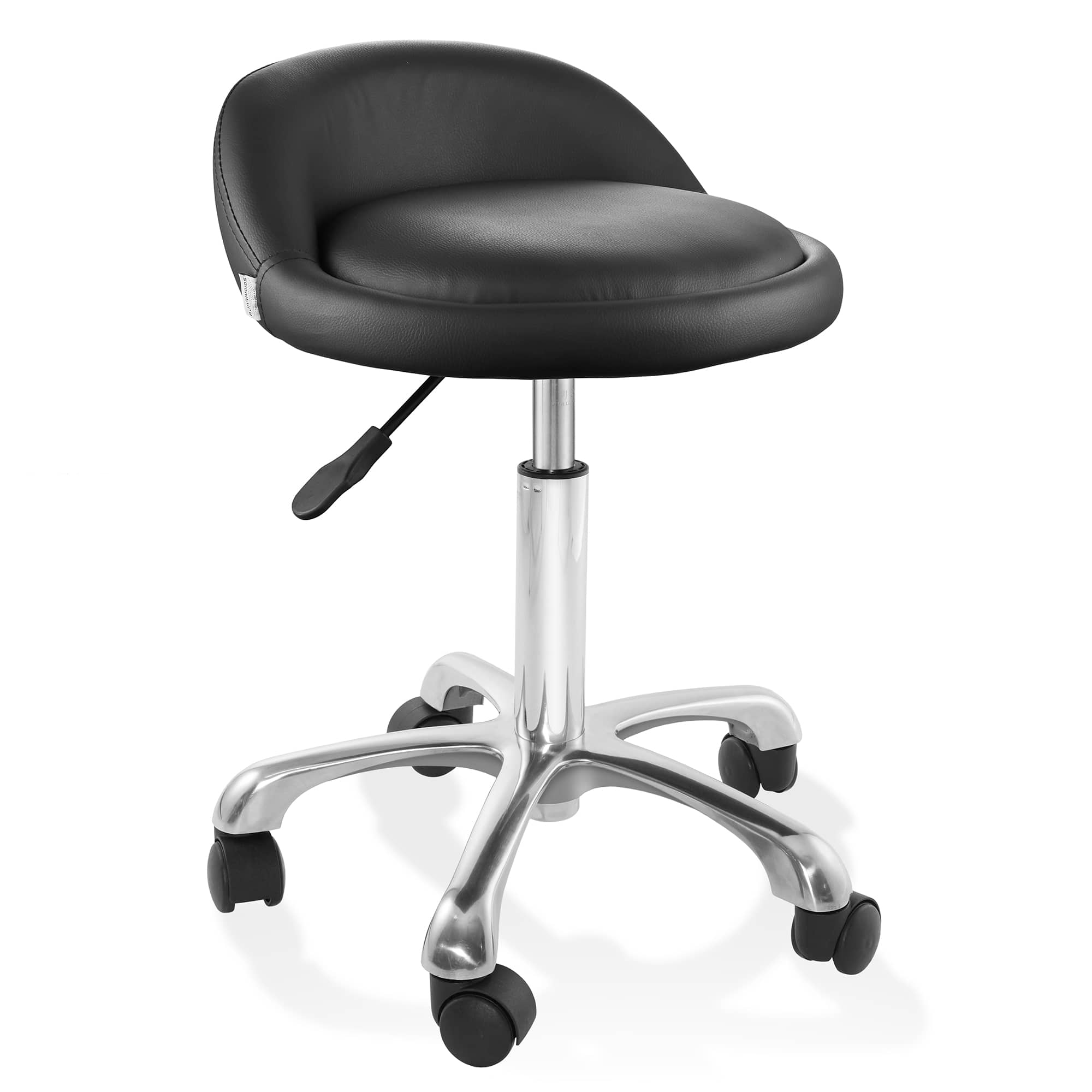 Saloniture SAL-STOOL-317-BLK Rolling Adjustable Hydraulic Salon Stool with Low Backrest in Black