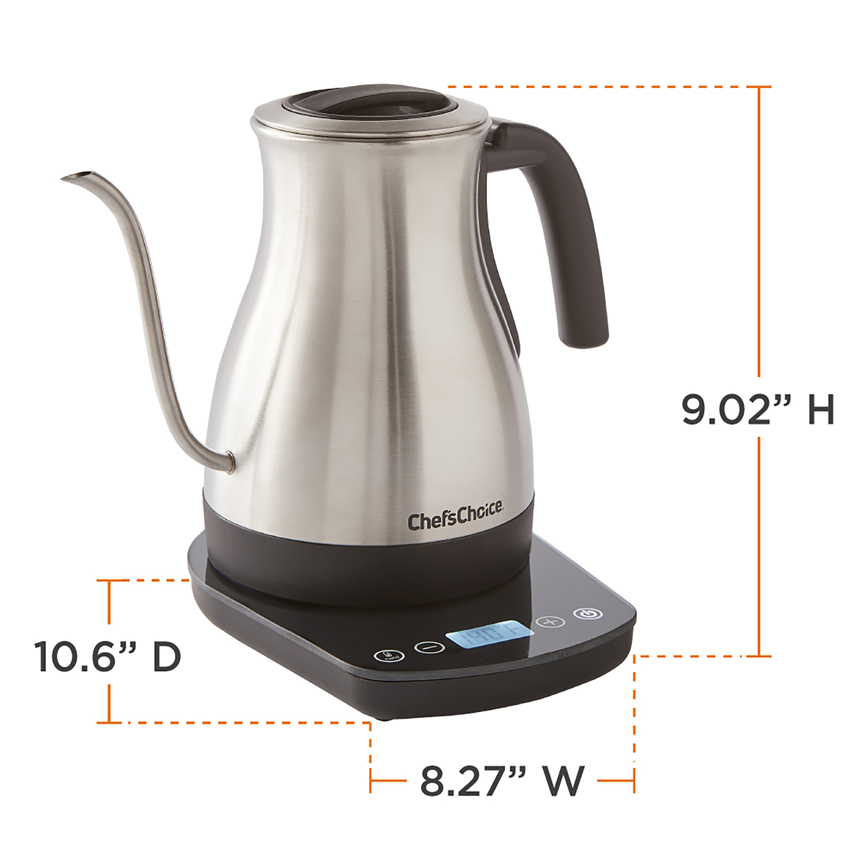 Kenmore Double-Walled Glass Electric Kettle 1.7L, Digital Programmable  Tea-Kettle, 4 Temperature Pre-Sets, Touch-Activated Controls, Cordless  Pouring