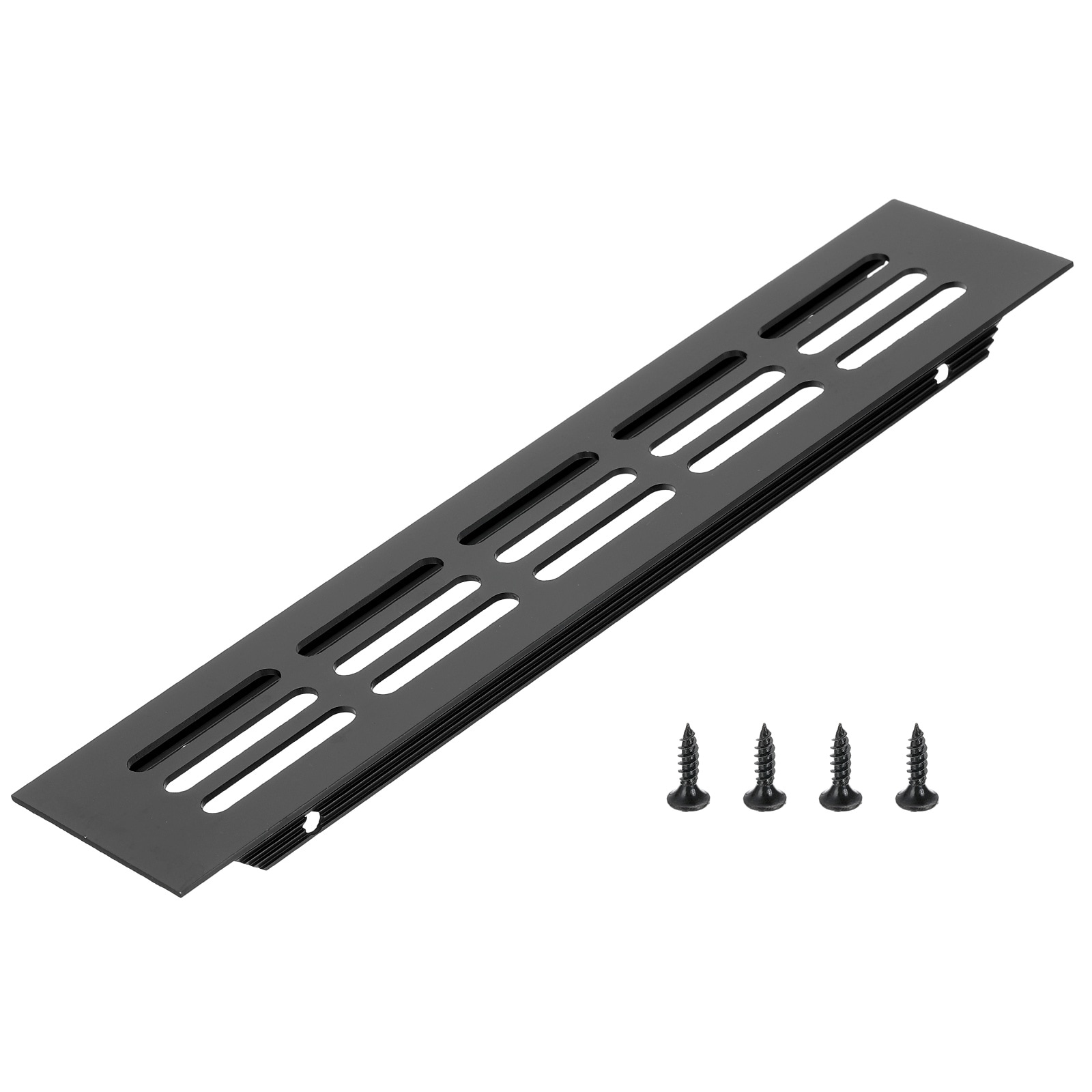 PATIKIL Door Air Vent Cover 8 x 1.7inch (Outer Dimensions) Aluminum Louvered Ventilation Grille Rectangle Toe Kick Vent with Mounting Screws for Shoe Cabinet Wardrobe Black #S26011500UX3515