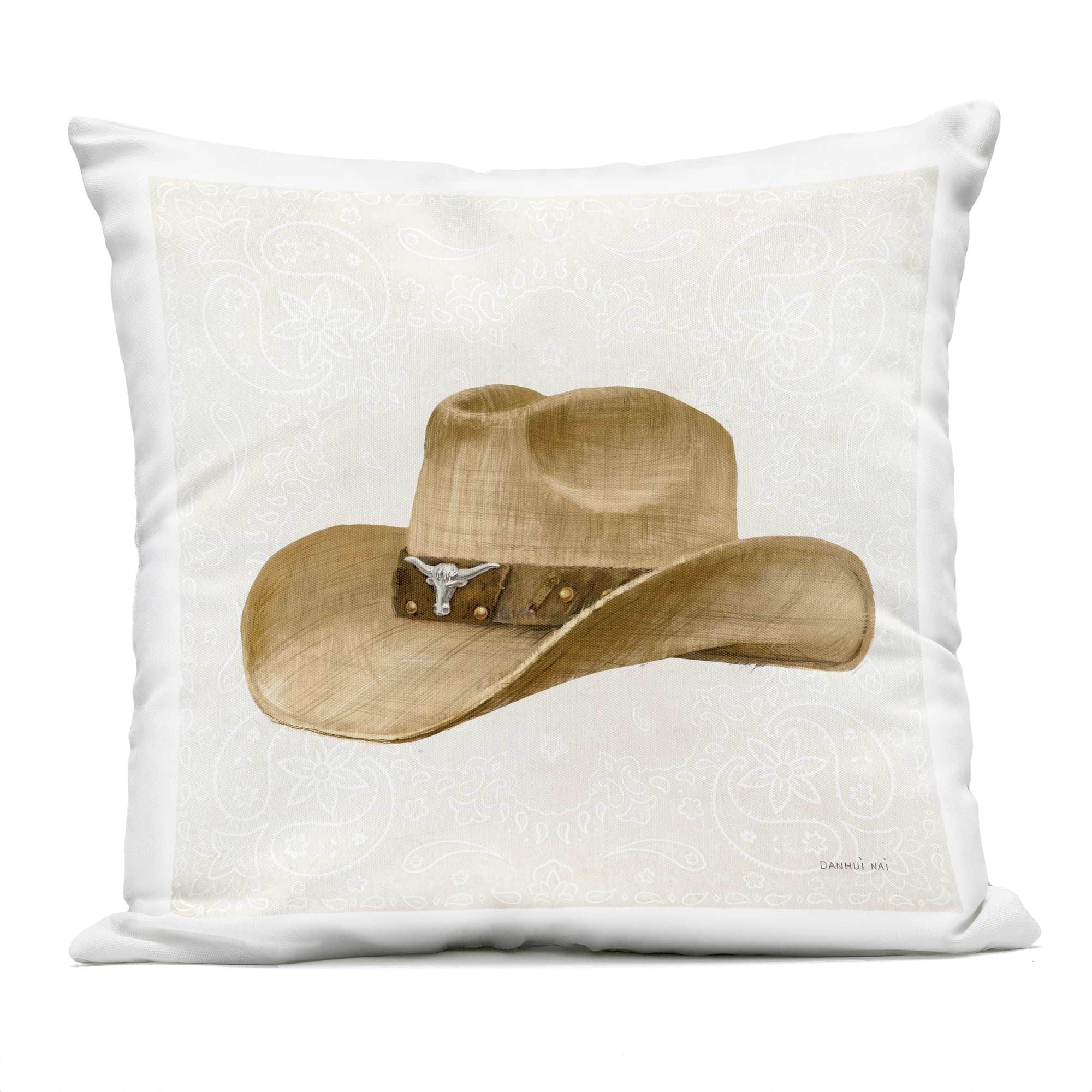 Stupell Industries PLQ-750-OSQ-18X18 Cowboy Rider of Range Outdoor Printed Pillow design by Danhui Nai 18 x 18