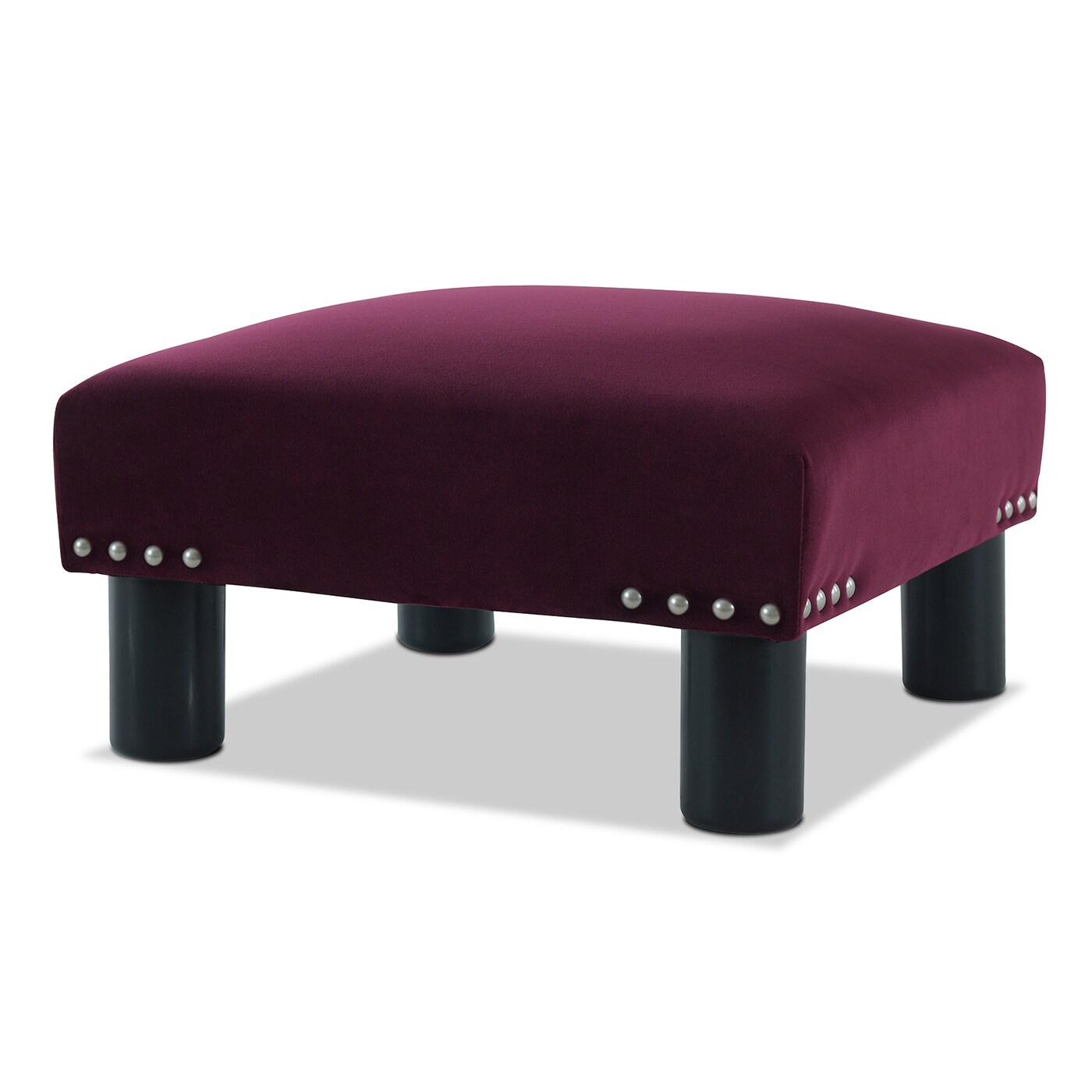 Jennifer Taylor Home 66000-673 Jules Midcentury Burgundy Velvet Ottoman