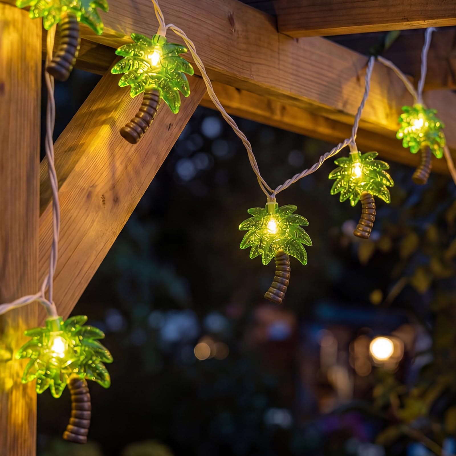 Vrbgify  Palm Tree String Lights 8.5Ft Patio String Lights with 10 LED Bulbs Connectable Tiki Bar Lights White Wire durable home and garden
