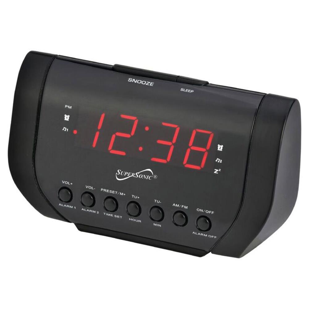 Supersonic 84998419M Digital Rectangle Tabletop Clock with Alarm