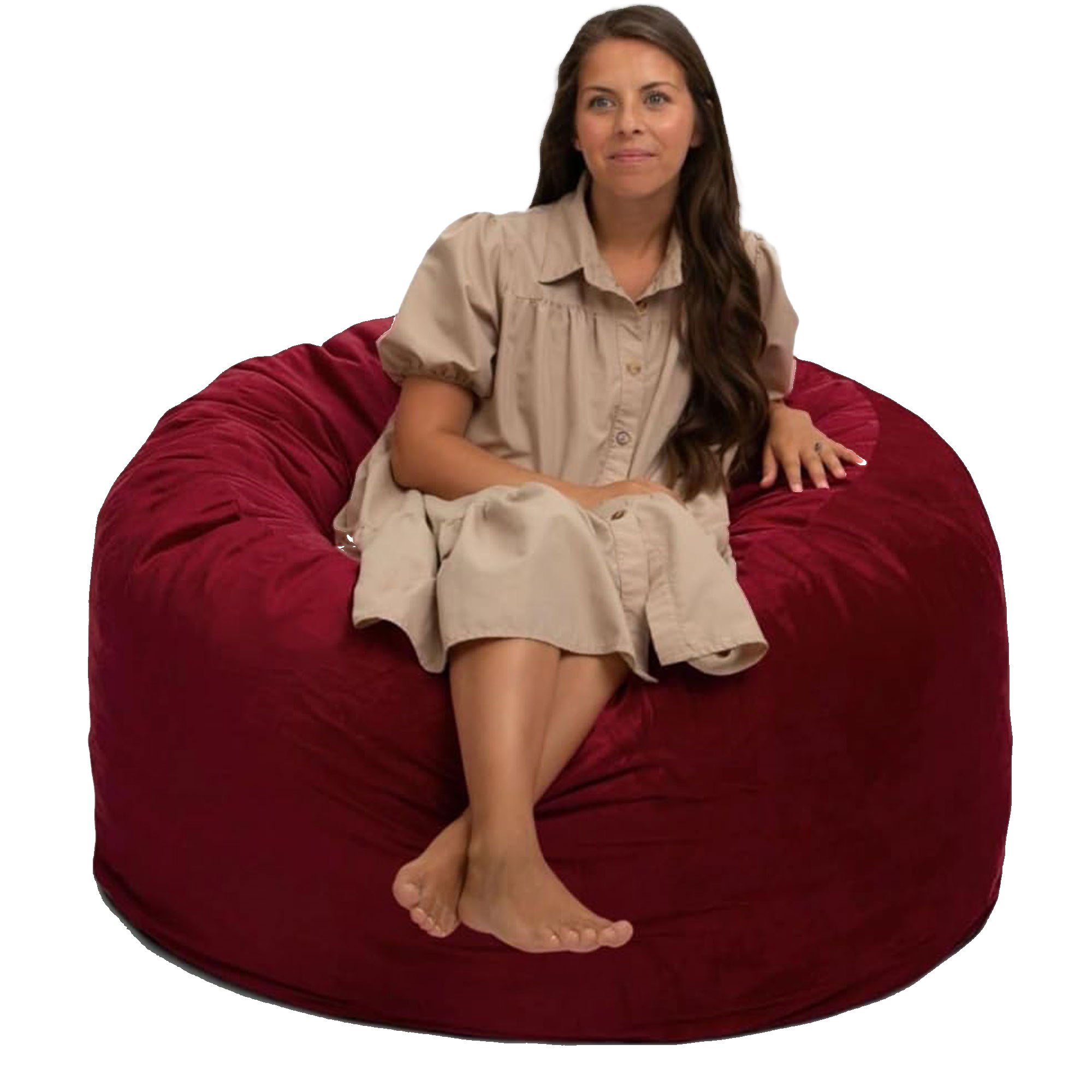 Ultimate Sack - 4ft Bean Bag Chair Oversized Indoor Comfy Lounger Burgundy Suede