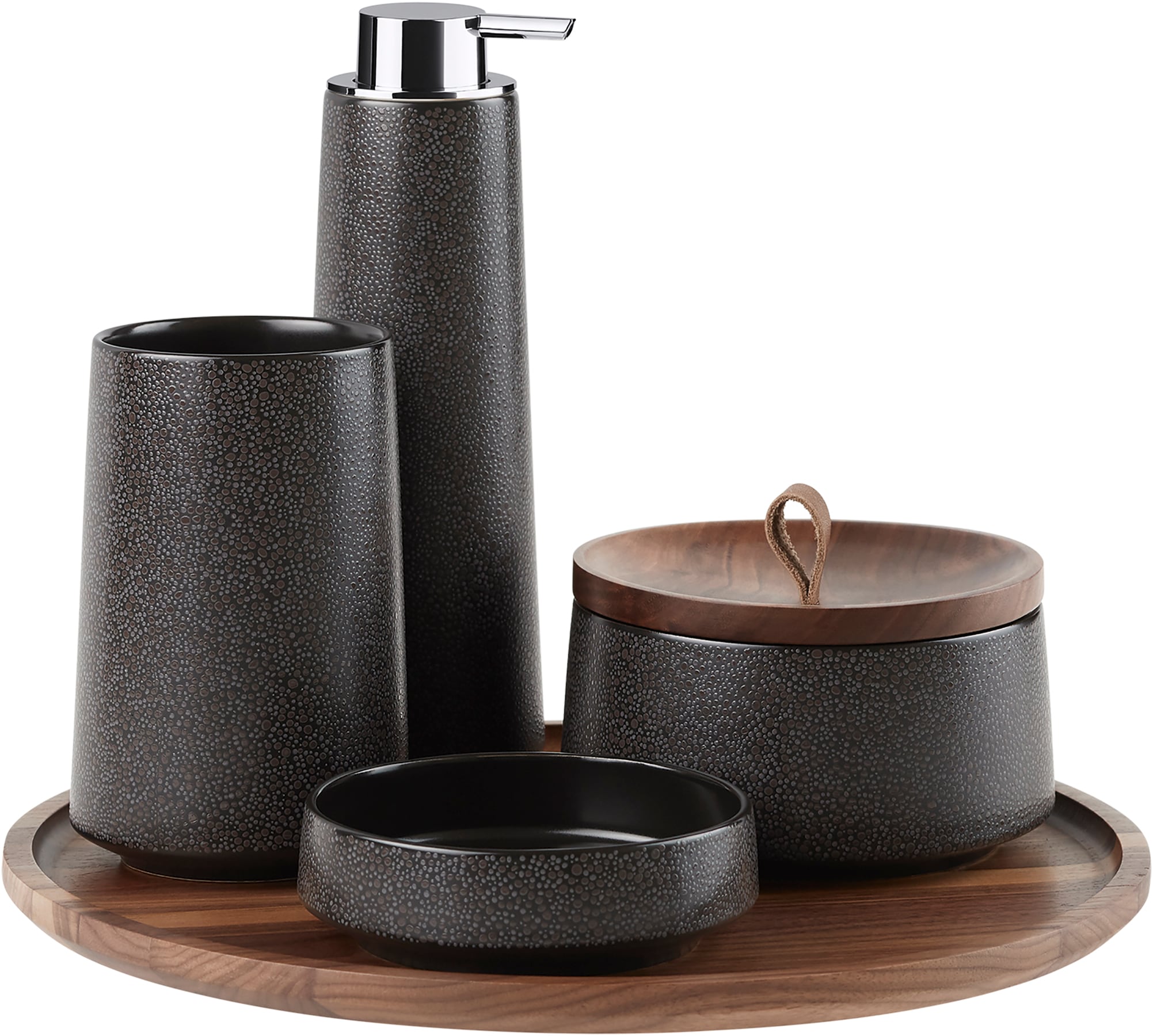 KOHLER Bente Shagreen Ebony Pearl Ceramic Bath Accessory Set In The ...