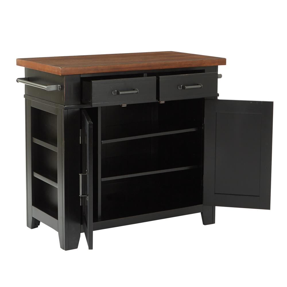 OSP Home Furnishings Black Wood Base with MDF Wood Top Kitchen Island ...