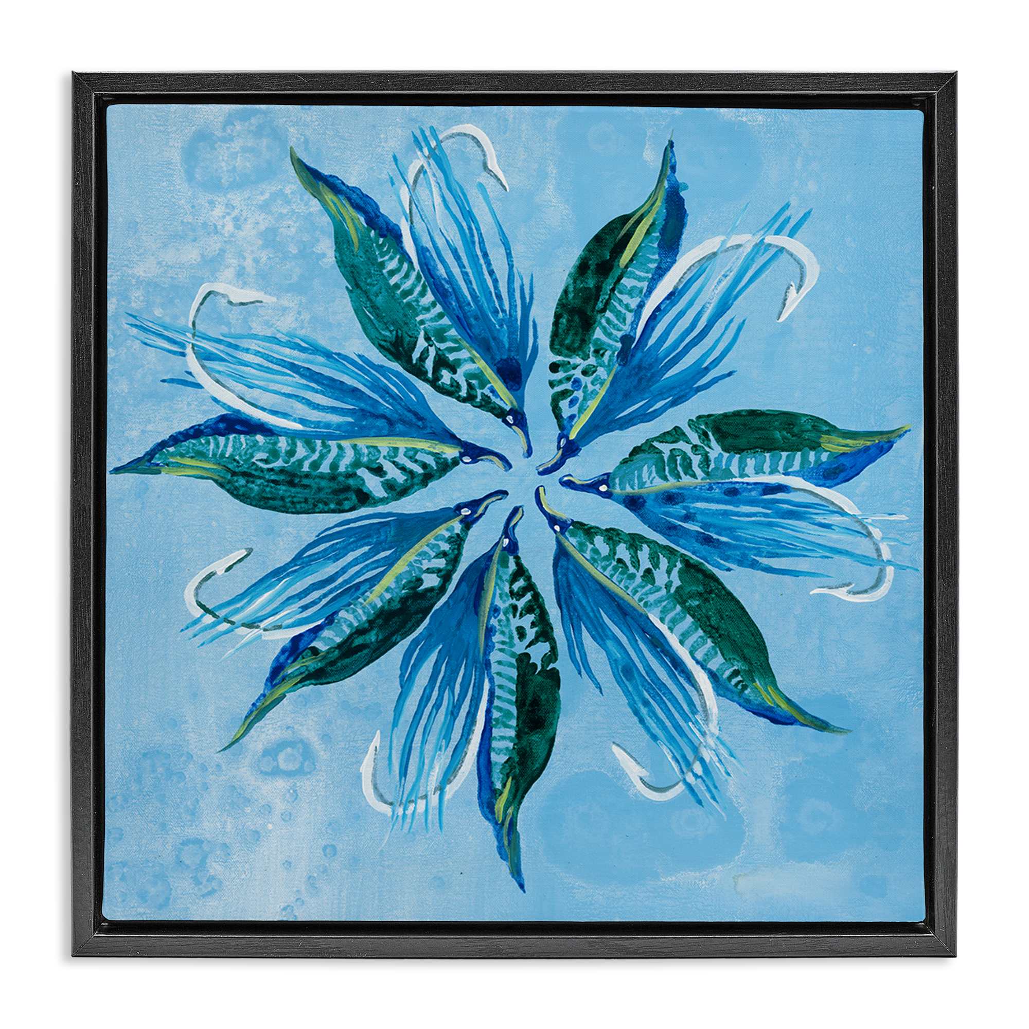 Stupell Industries BS-627-FFB-17X17 Blue Flower Shape Design Floating Frame design by Liz Jardine