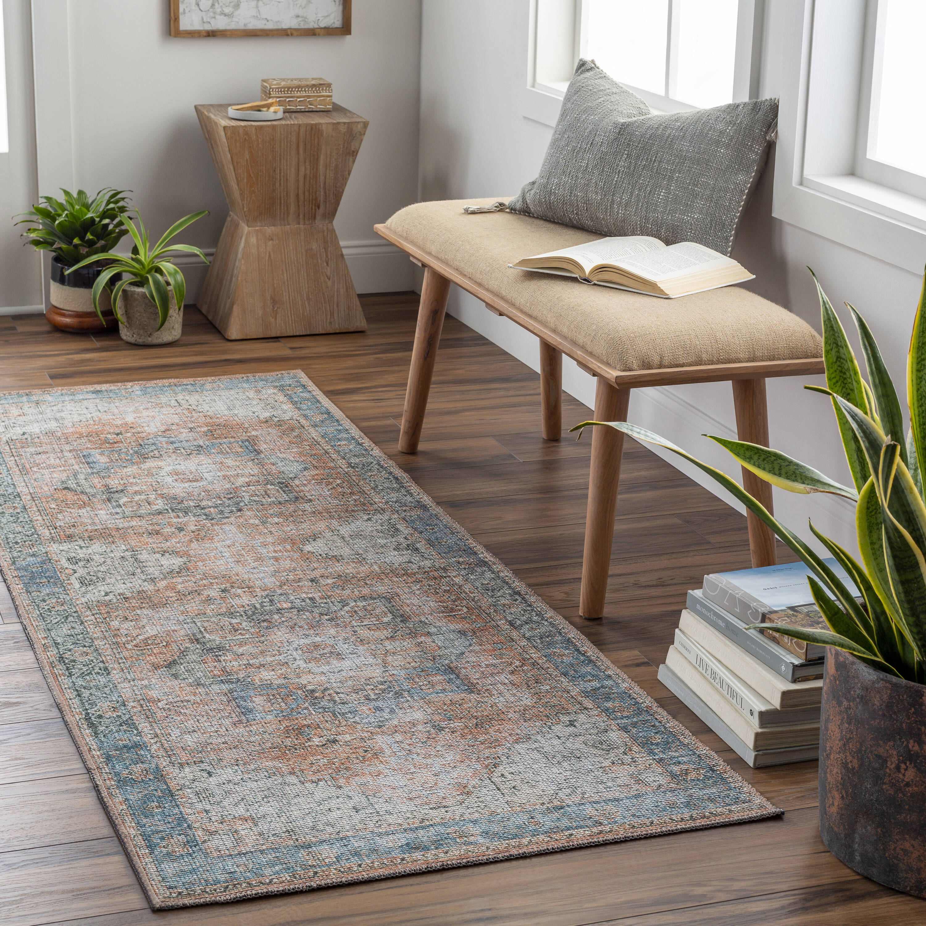 Livabliss ANL2304-2773 Atlanta 3 x 7 (ft) Loomed Cotton/Polyester Brown Rectangular Indoor Medallion Rustic Runner rug