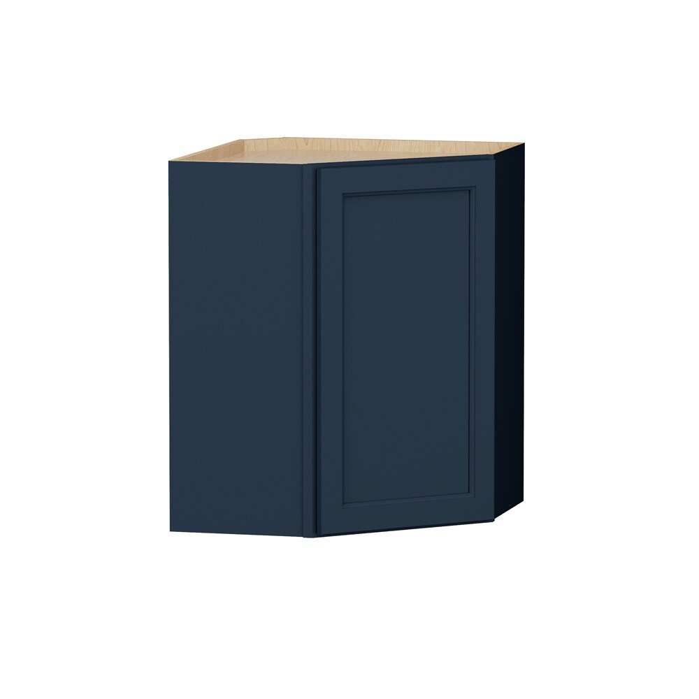 Shenandoah Glasson 24-in W x 30-in H x 12-in D Navy Painted Diagonal Corner Wall Fully Assembled Cabinet Recessed Panel Transitional