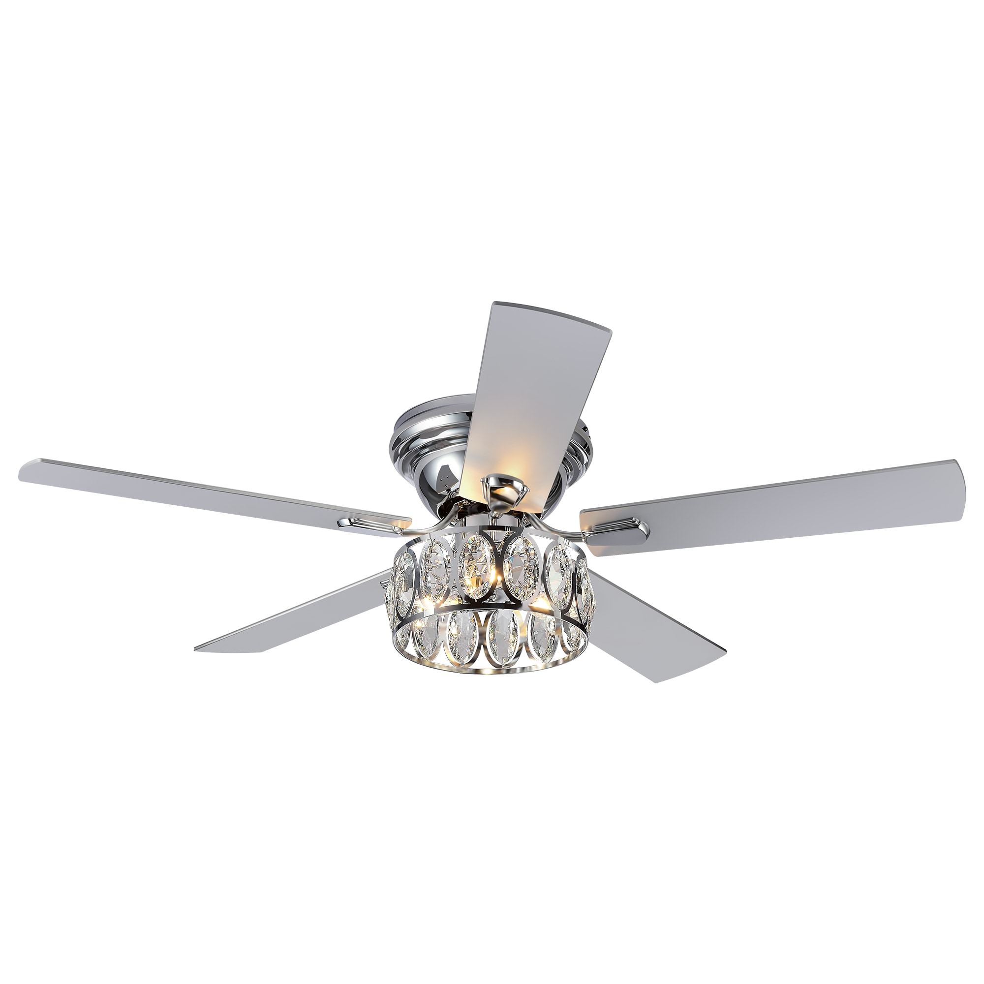 Airsurfer  52-Inch Indoor Chrome Downrod Mount Ceiling Fan with Light and Remote Control for Living Room
