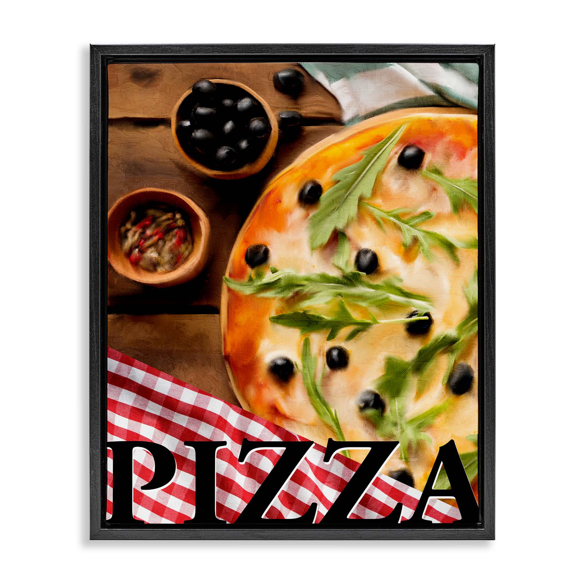 Stupell Industries BS-454-FFB-16X20 Flavorful Traditional Pizza Black Framed Floater Canvas Wall Art By Kim Allen 17 x 21