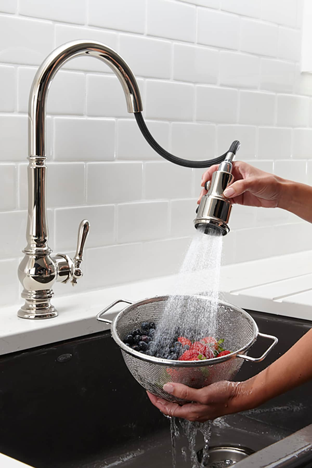 Kohler Artifacts Vibrant Polished Nickel Single Handle Touchless Kitchen Faucet With Sprayer K 3072