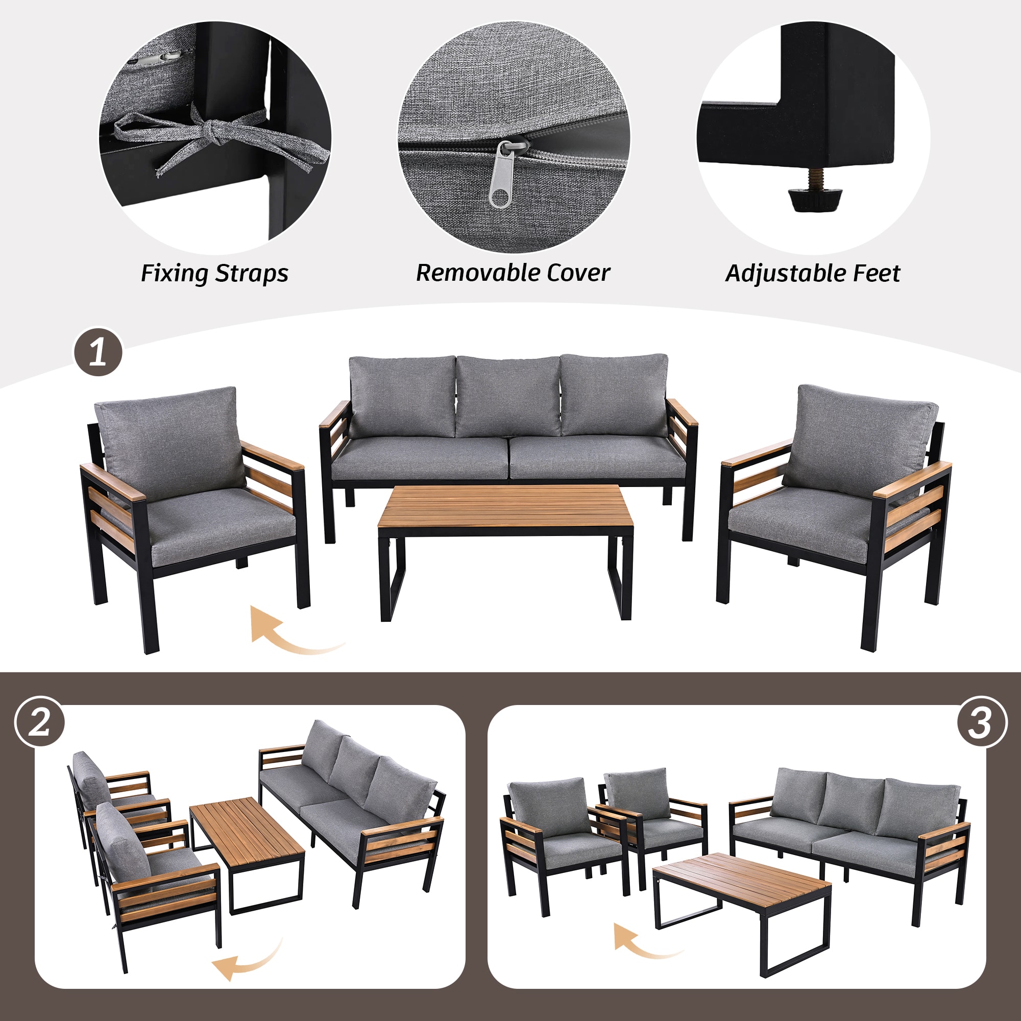SINOFURN SYA430013BK Patio-Conversation-Sets - View #6