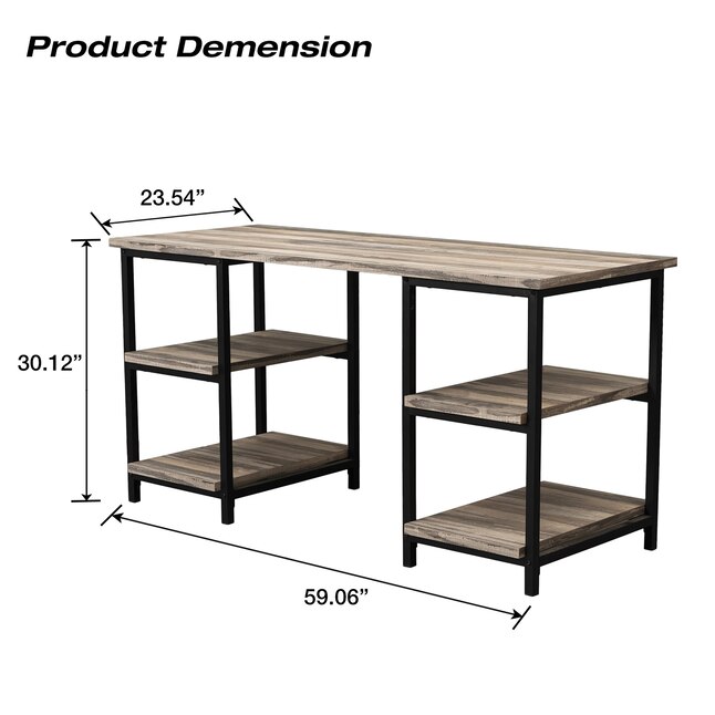 SINOFURN 59.1-in Gray Modern/Contemporary Standing Desk in the Desks ...