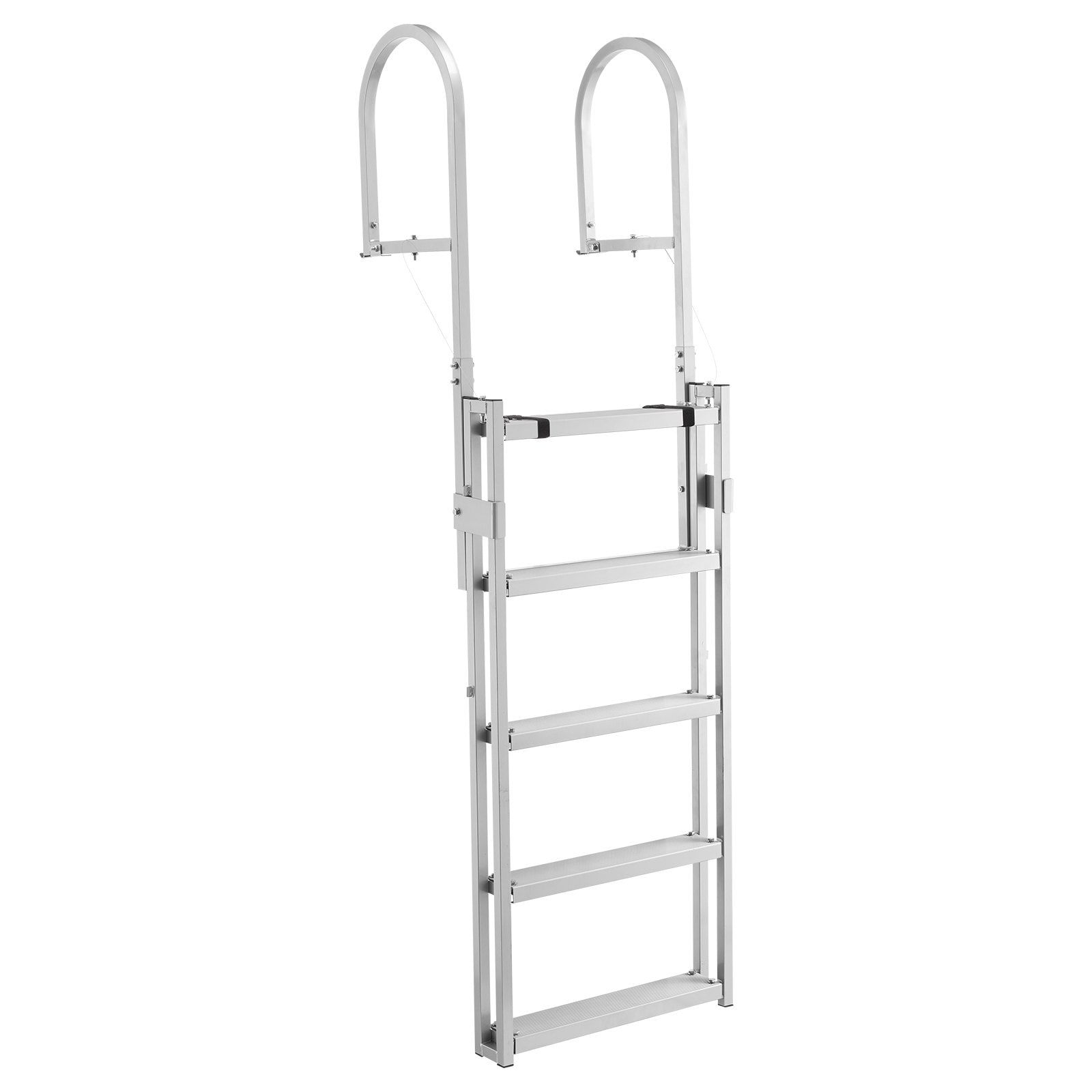 Mecale Retractable Dock Ladder 5 Step 350 lb Adjustable Height Aluminum Pontoon Boat Ladder