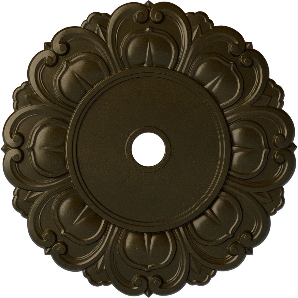 Ekena Millwork CM32ANGGS Angel 32.25-in W x 32.25-in L Painted Green Gold Polyurethane Whole Ceiling Medallion
