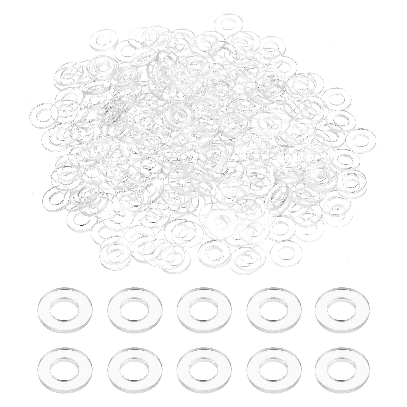 Unique Bargains 240pcs M4 PVC Flat Washers 4mm ID 8mm OD 1mm Thick Plain Washer Grommets Plastic Sheet Gasket Fastener Sealing Spacer Gasket Ring Water Hose Washers Clear