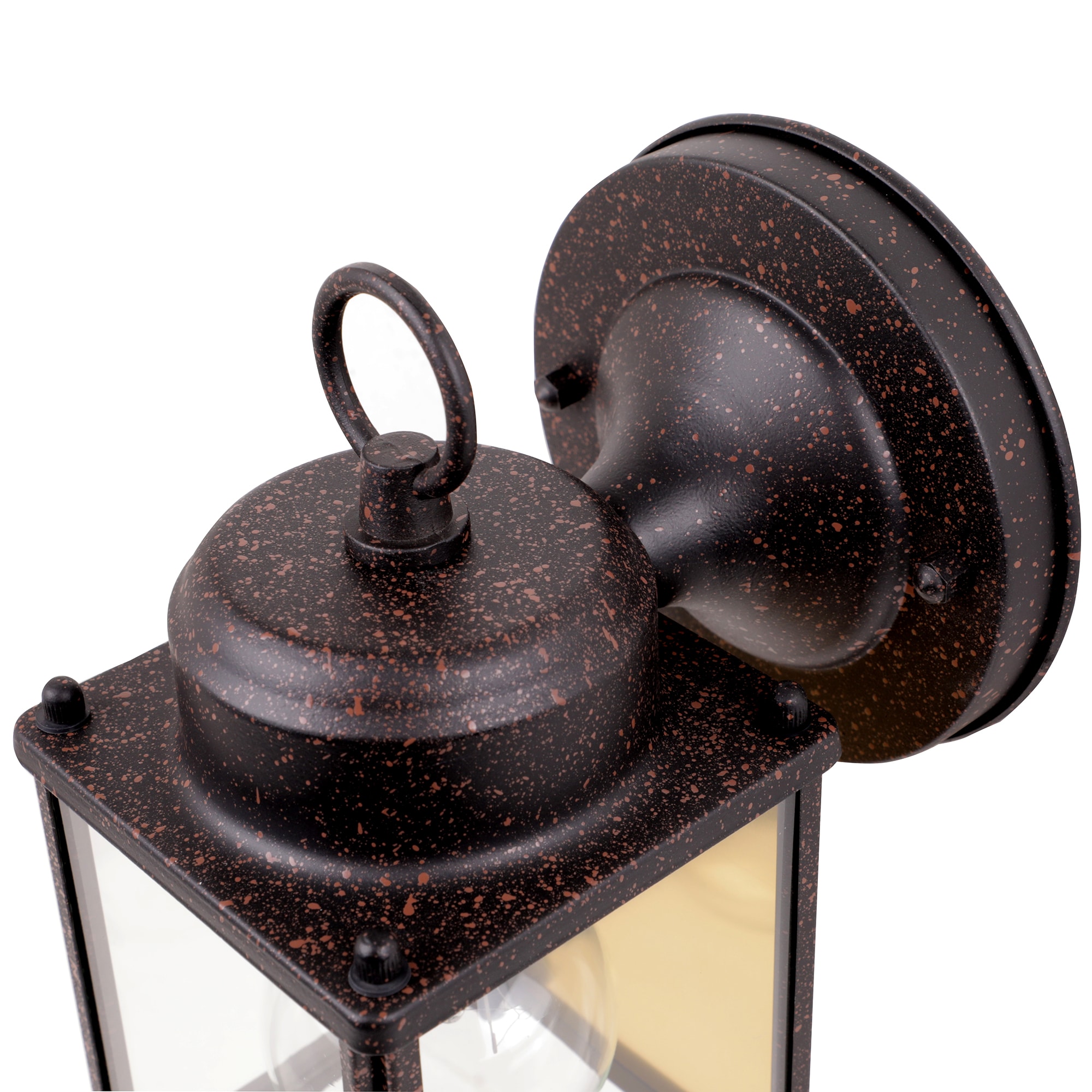 Rust Patina Dimmable Outdoor Lantern Sconce with Clear Glass