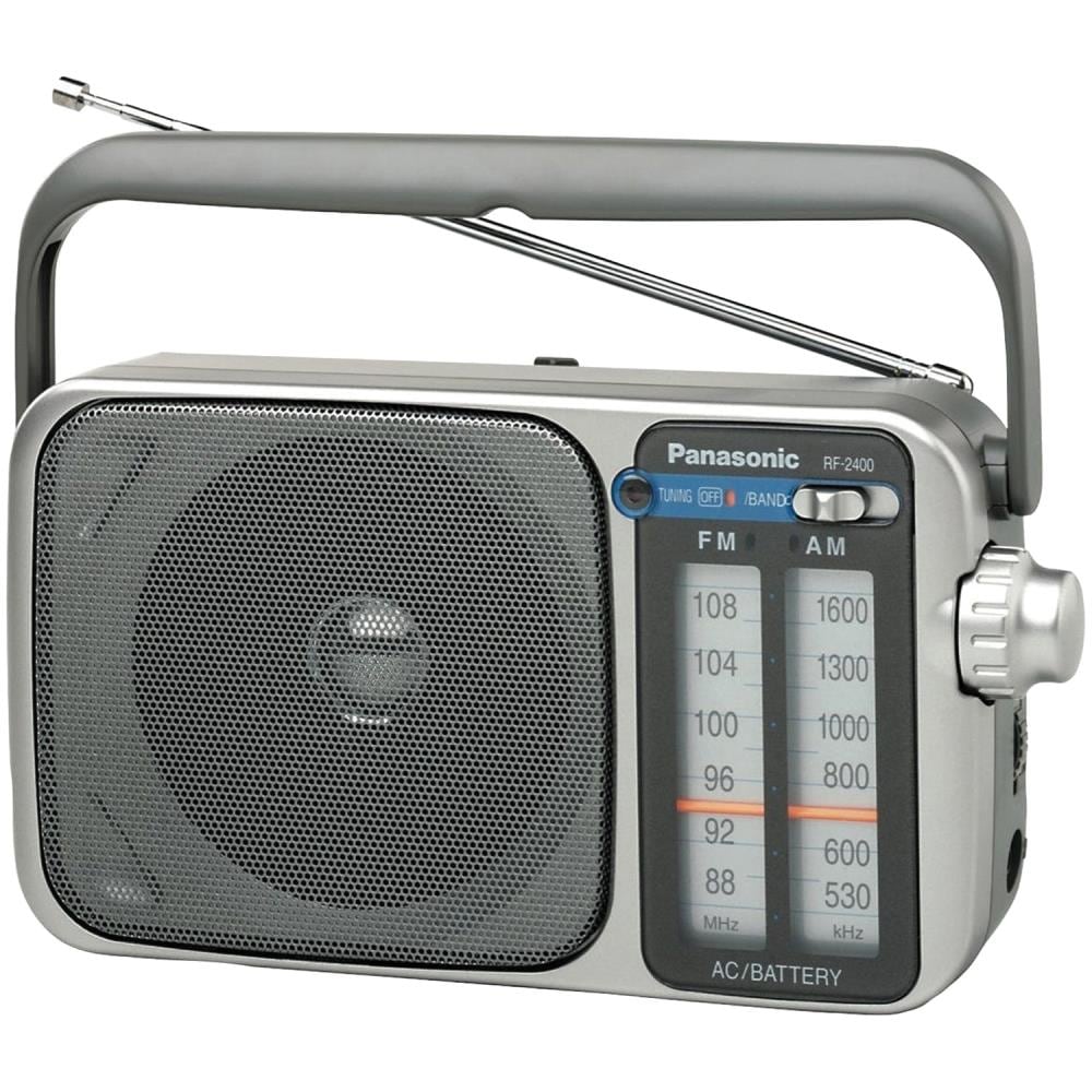 Panasonic AM/FM AC/DC Portable Radio - Metallic Chrome - Built-In Speakers  - Analog Display - Portable Boombox - Ideal for On-The-Go Listening in the  Boomboxes & Radios department at