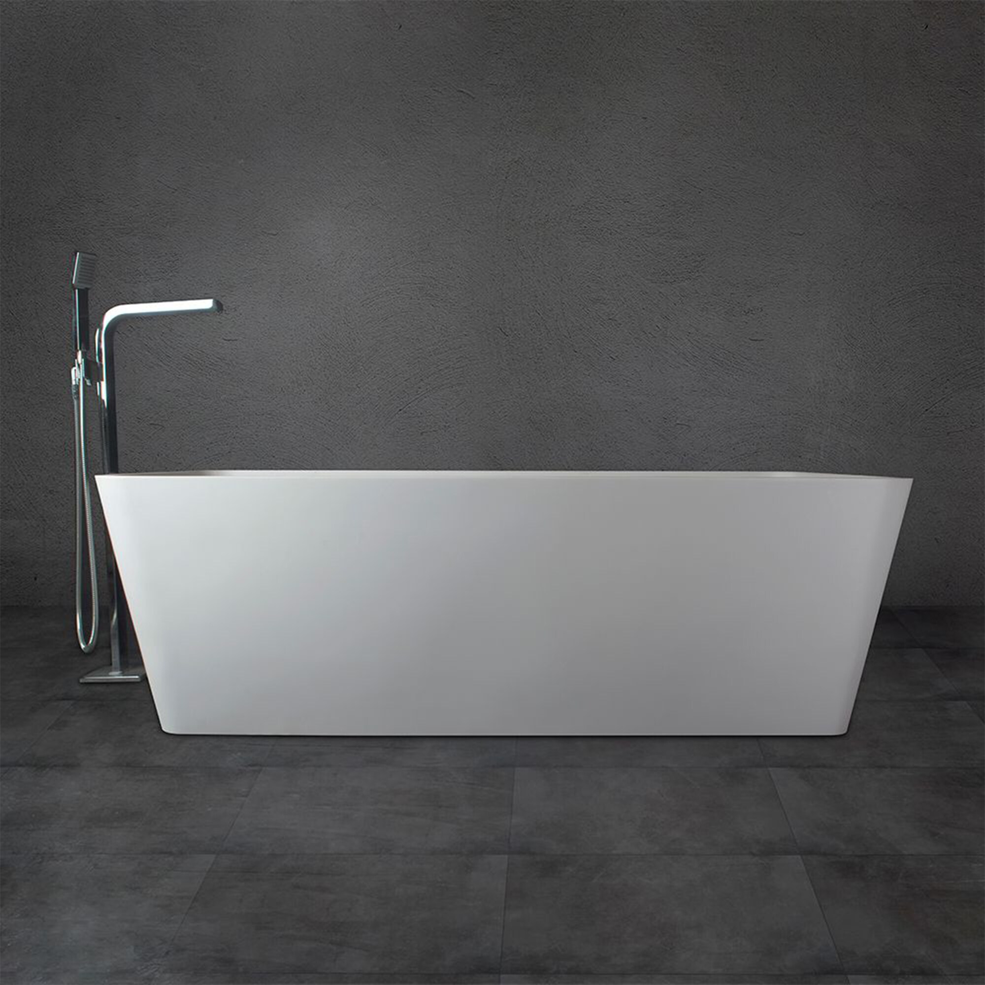 59'' x 30'' Matte White Solid Surface Freestanding Bathtub