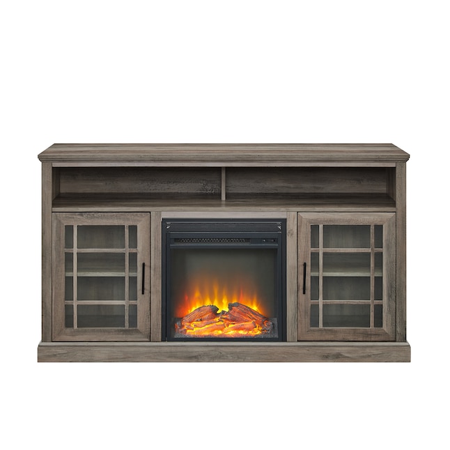 Grey Wash Led Electric Fireplace, How Much Electricity Does A Fireplace Tv Stand Use