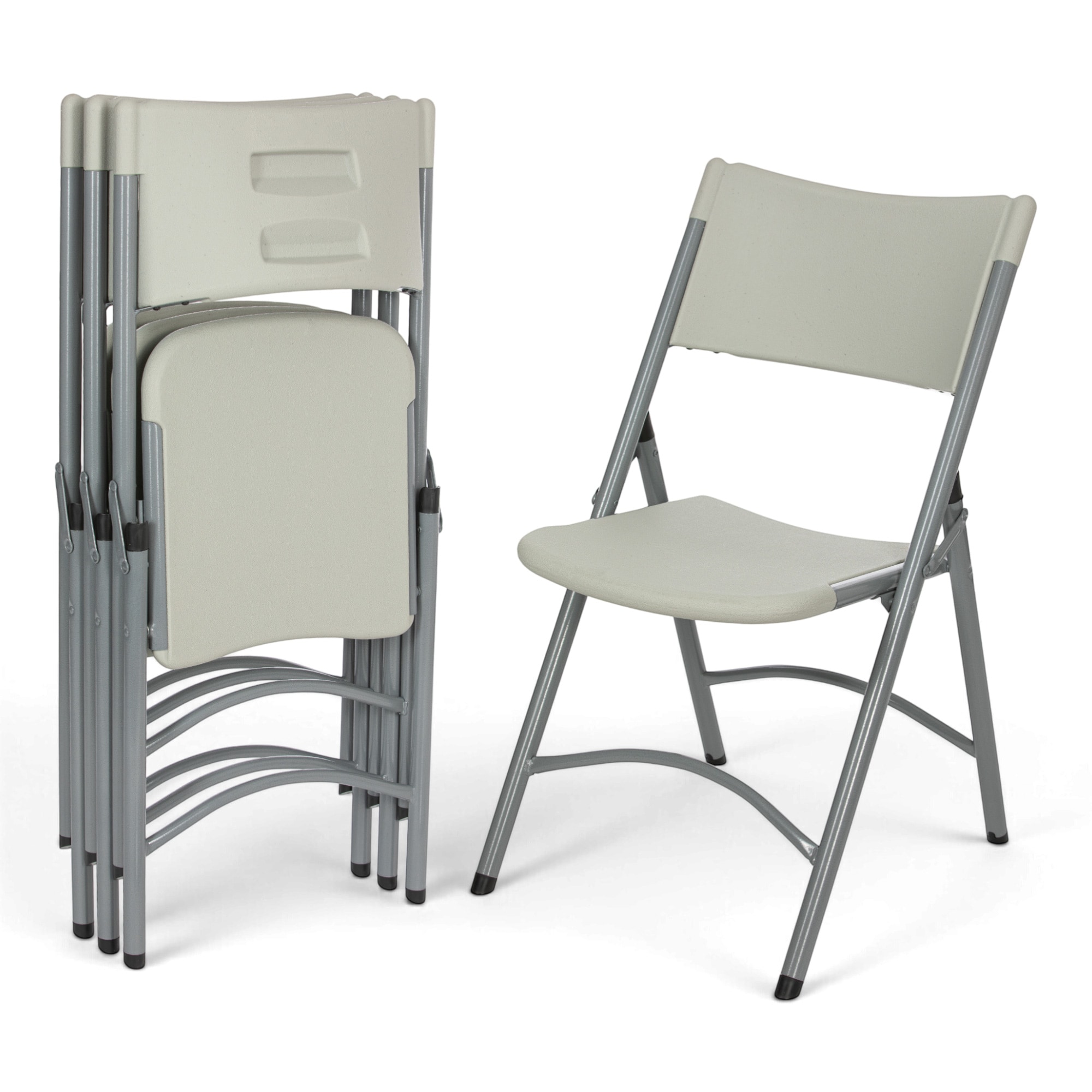 Hampden Furnishings - 4 -Pack Gray Plastic Frame Plastic Seat Indoor, Outdoor Standard Folding Ch...