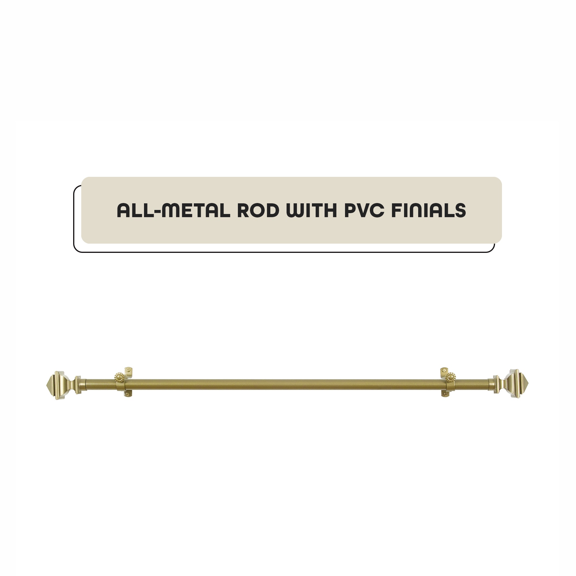 Gold Telescopic Curtain Rod with Decorative Finials