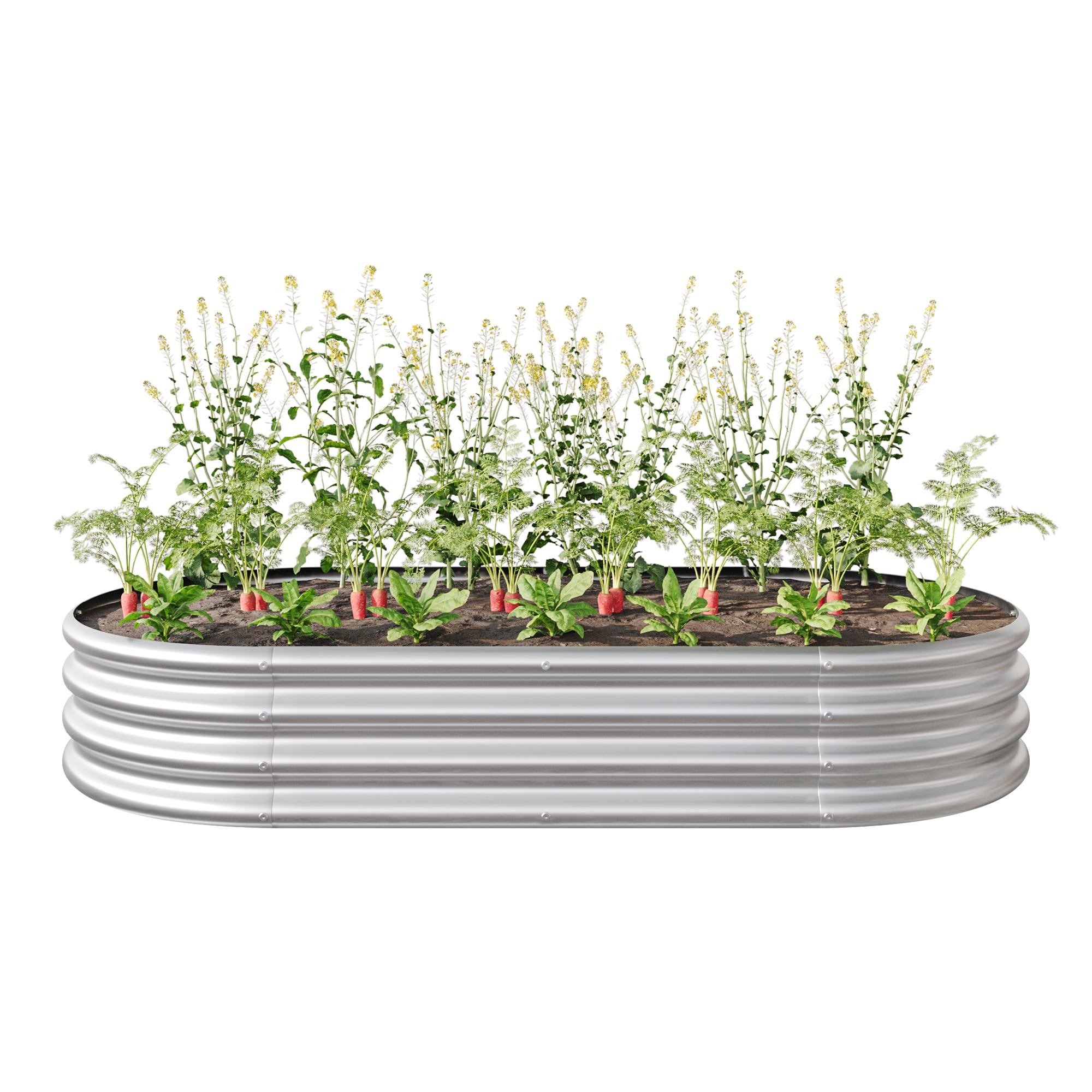 Flynama J-V-80783 35.43-in W x 70.86-in L x 11.42-in H Silver Metal Raised Garden Bed